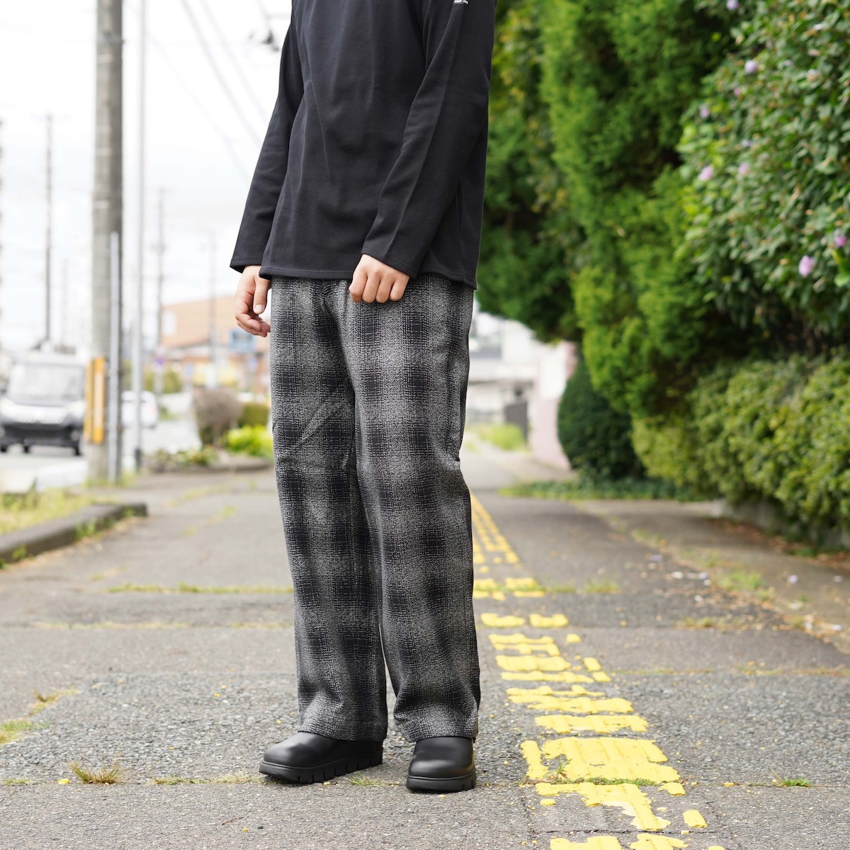 <span>秋の装いに取り入れたいチェックパンツ。BRENA</span>