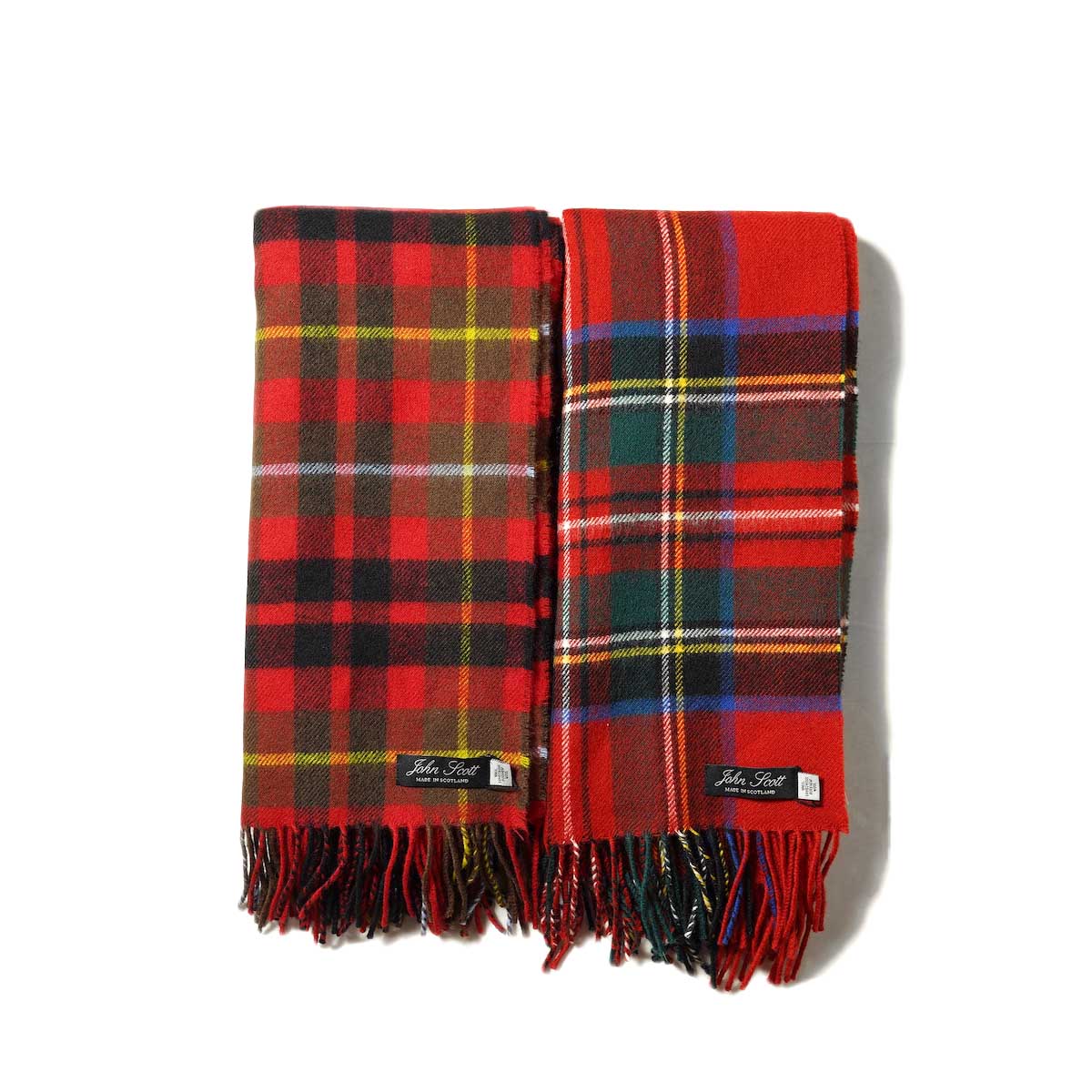 John Scott / LAMBS WOOL SHAWL (RED HUNTING BUCHANAN / RED CHK)