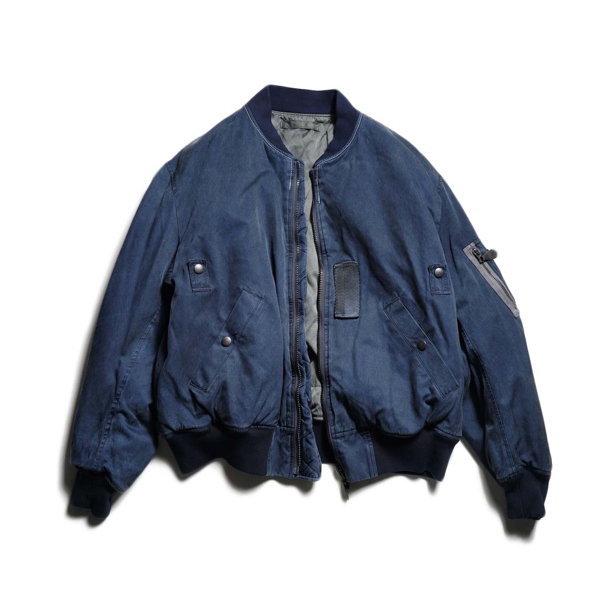 A.PRESSE / Vintage Silk B-15C Flight Jacket (Navy Gray)