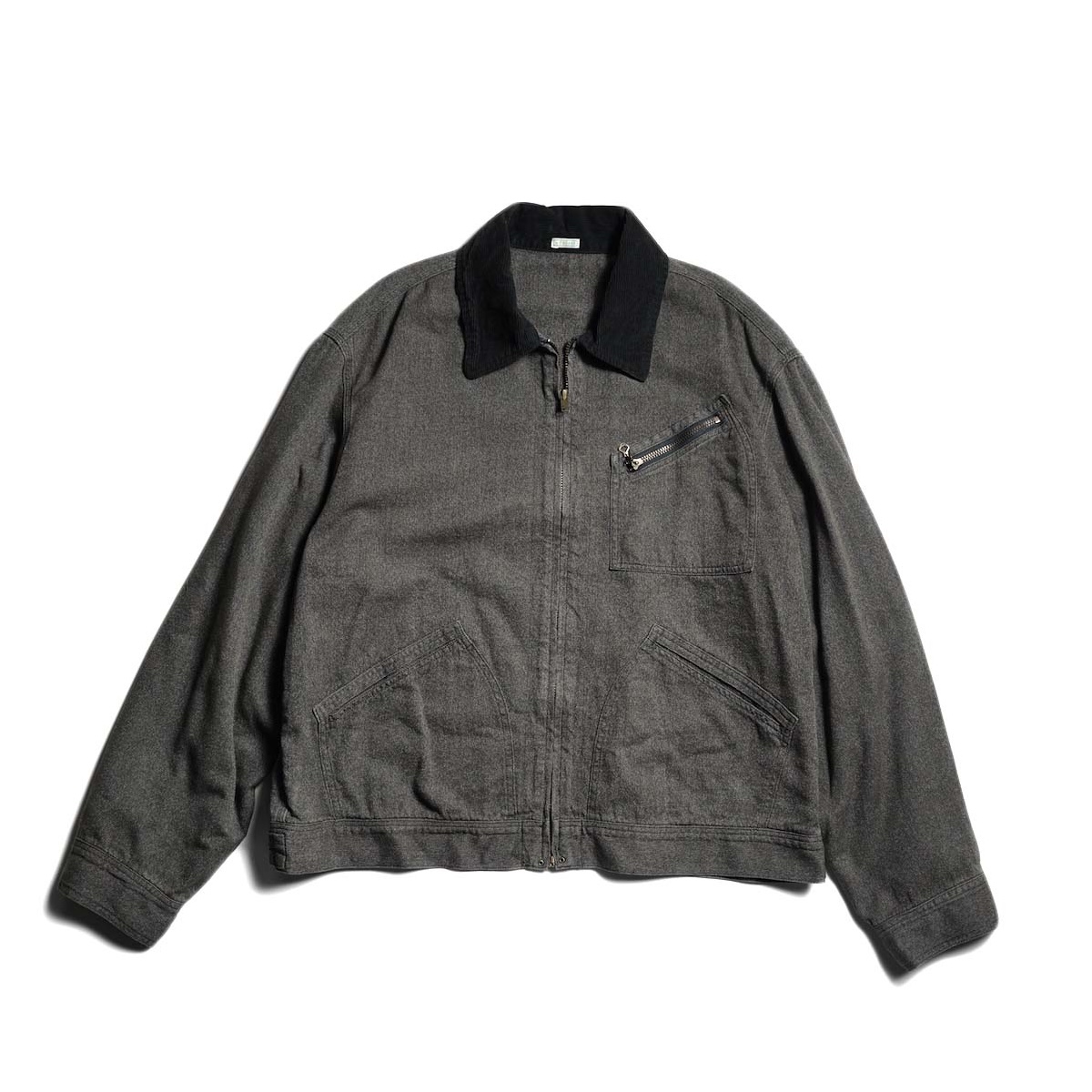 A.PRESSE / Vintage Black Chambray Work Jacket (Gray)