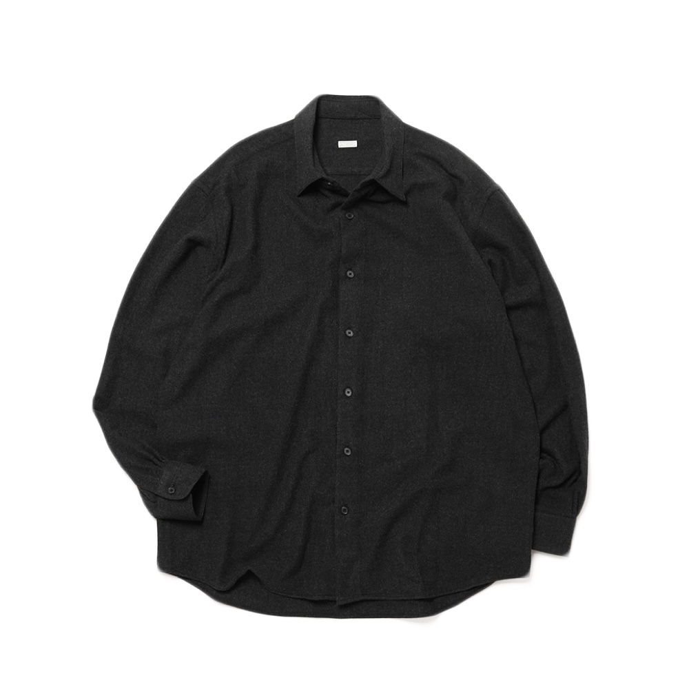 A.PRESSE / Wool Regular Collar Shirt (Black)