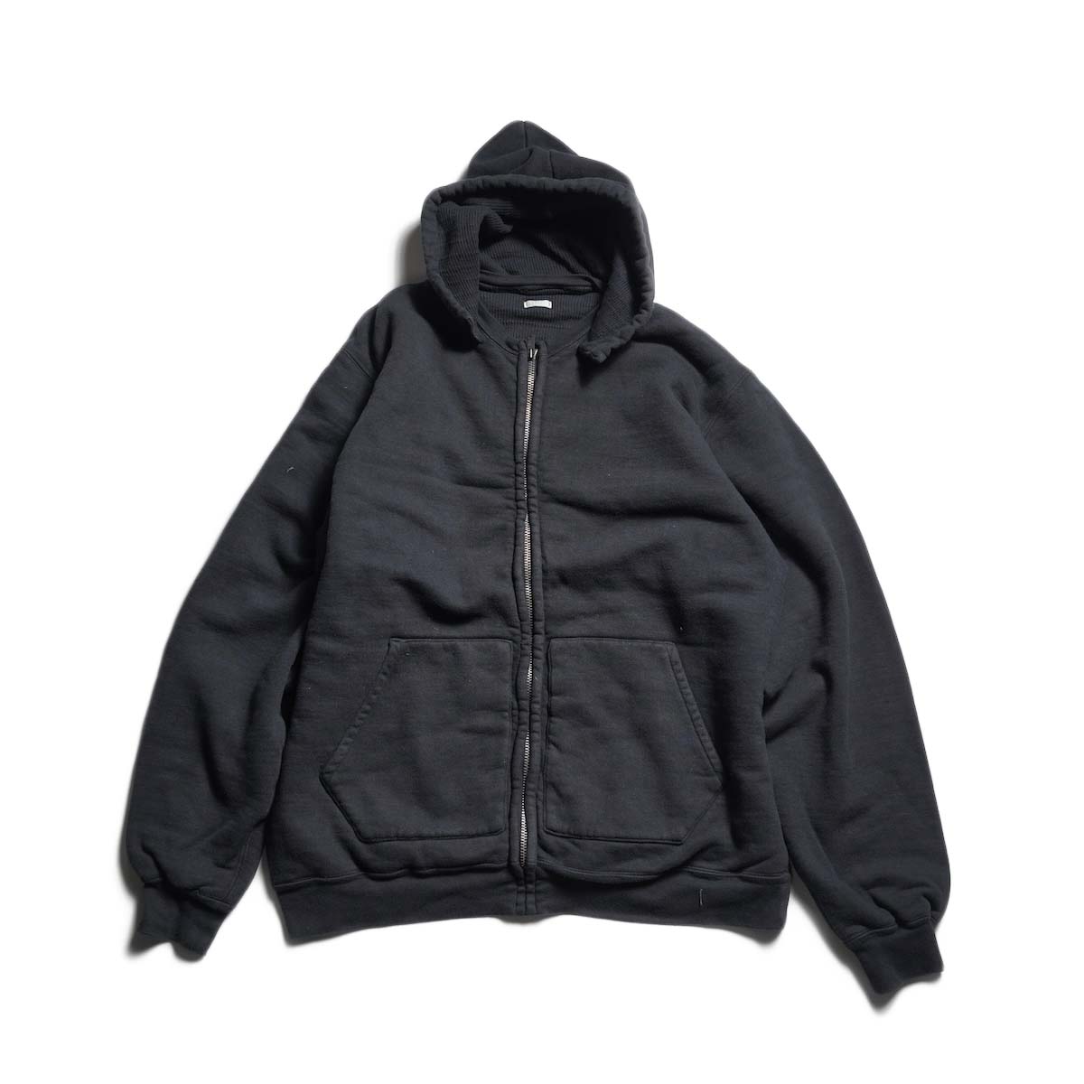 A.PRESSE / Vintage Attached Hood Sweat Parka (Black)