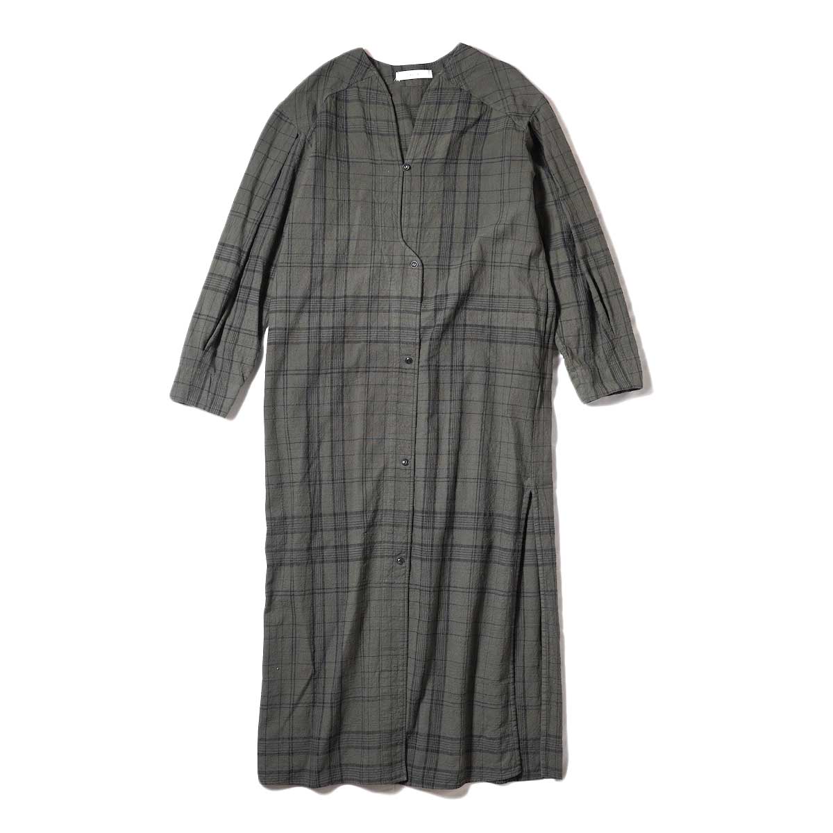 ARCHI / CHECKED SHIRTS GOWN (Moss Green)