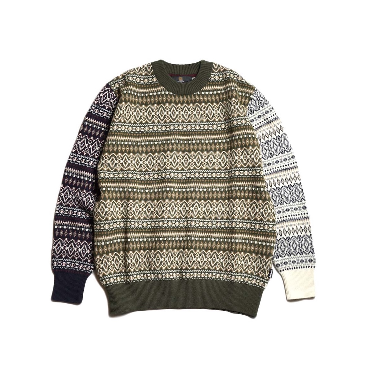 Barbour / HARDALE PATCHWORK CREW NECK (Olive)