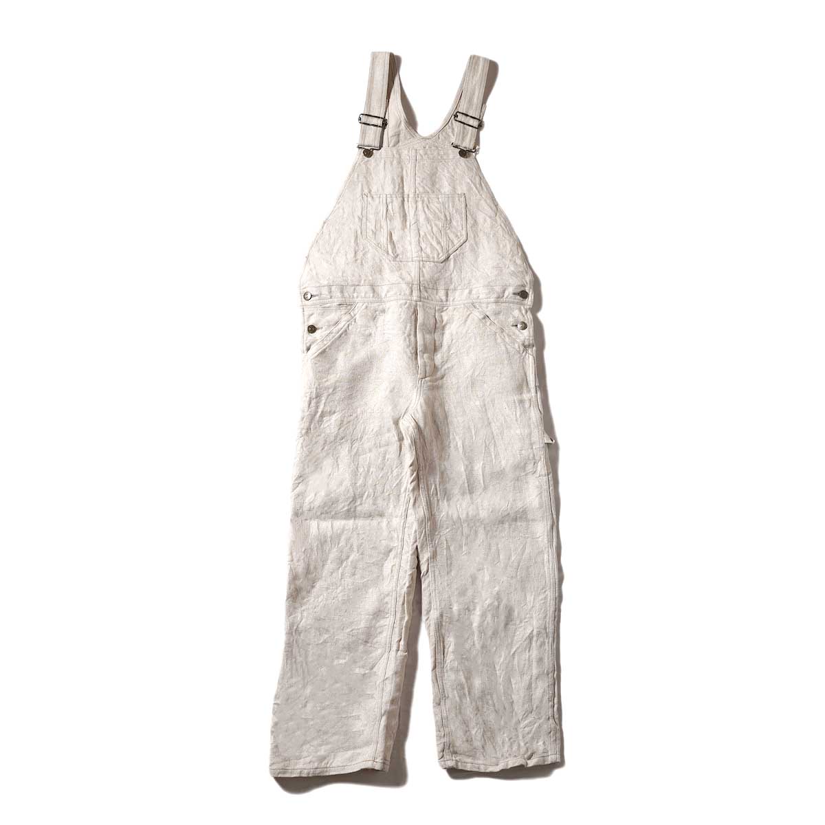 BLUEBIRD BOULEVARD / Linen Canvas Straight Leg Overall (Beige)
