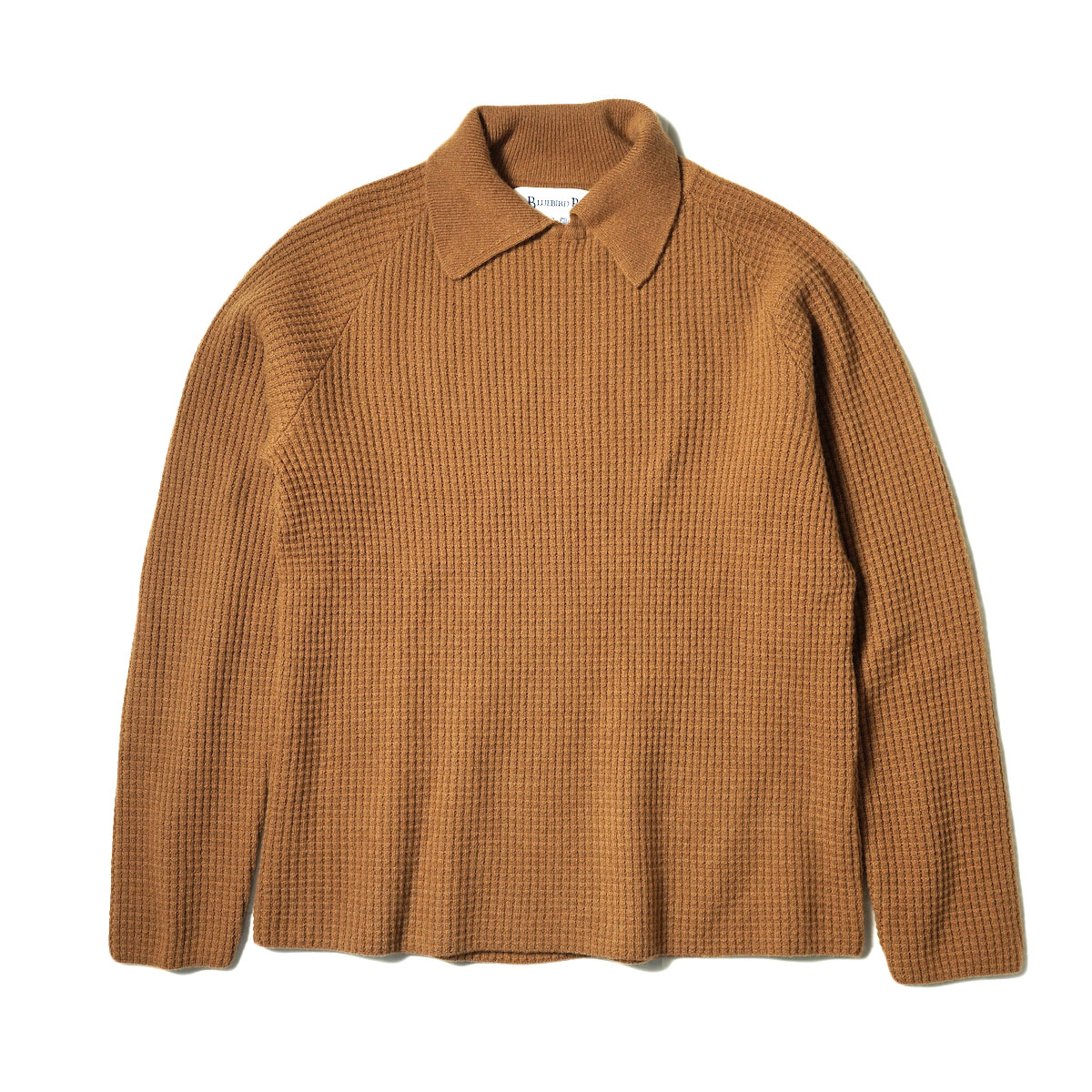 BLUEBIRD BOULEVARD / Fine Lambswool & Cashmere Polo Sweater (Camel) 正面