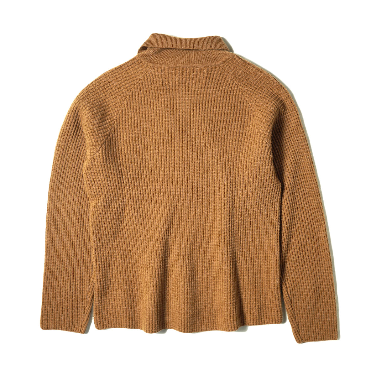 BLUEBIRD BOULEVARD / Fine Lambswool & Cashmere Polo Sweater (Camel) 背面