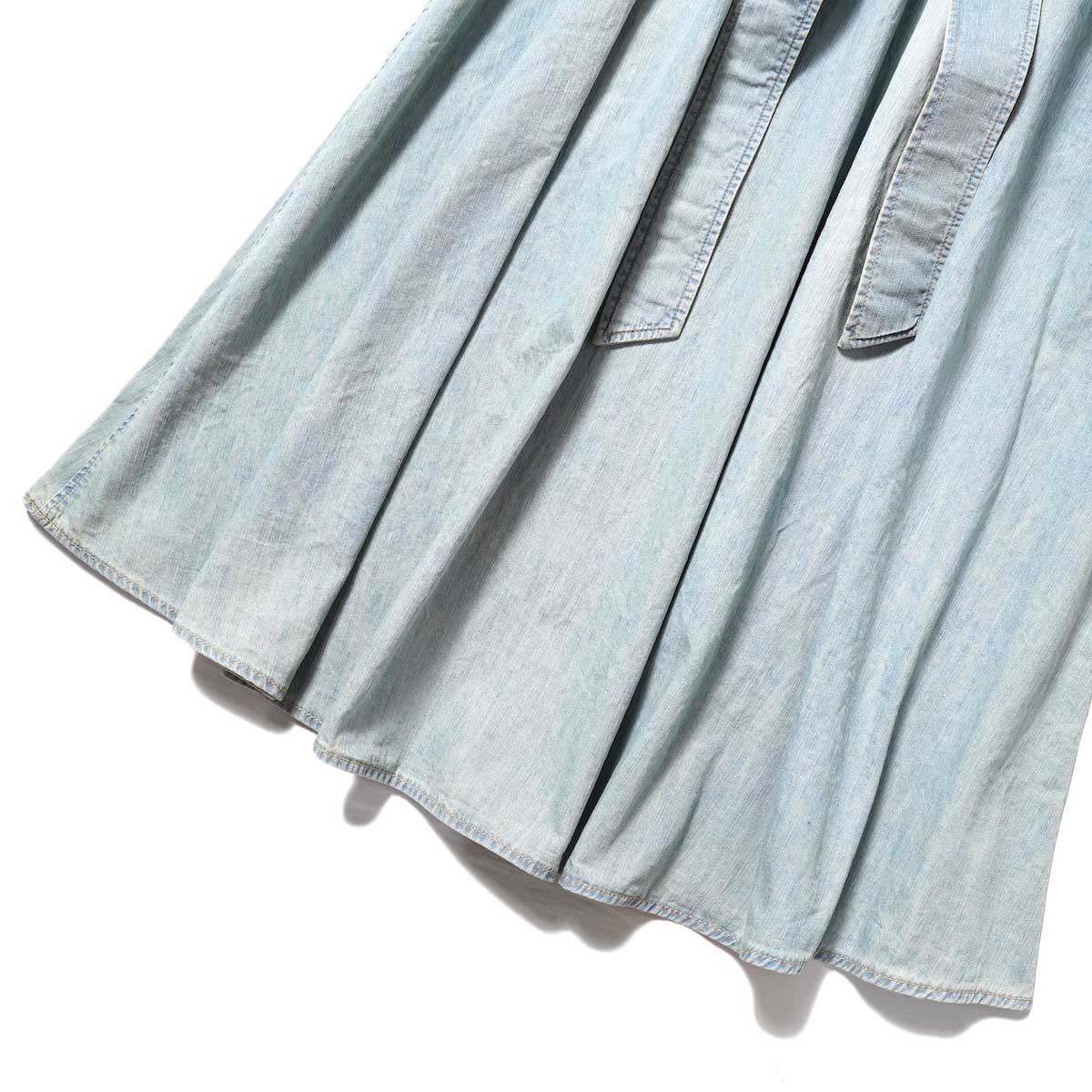 BLUEBIRD BOULEVARD / 6oz Denim Madras Dress (L.Blue) 裾