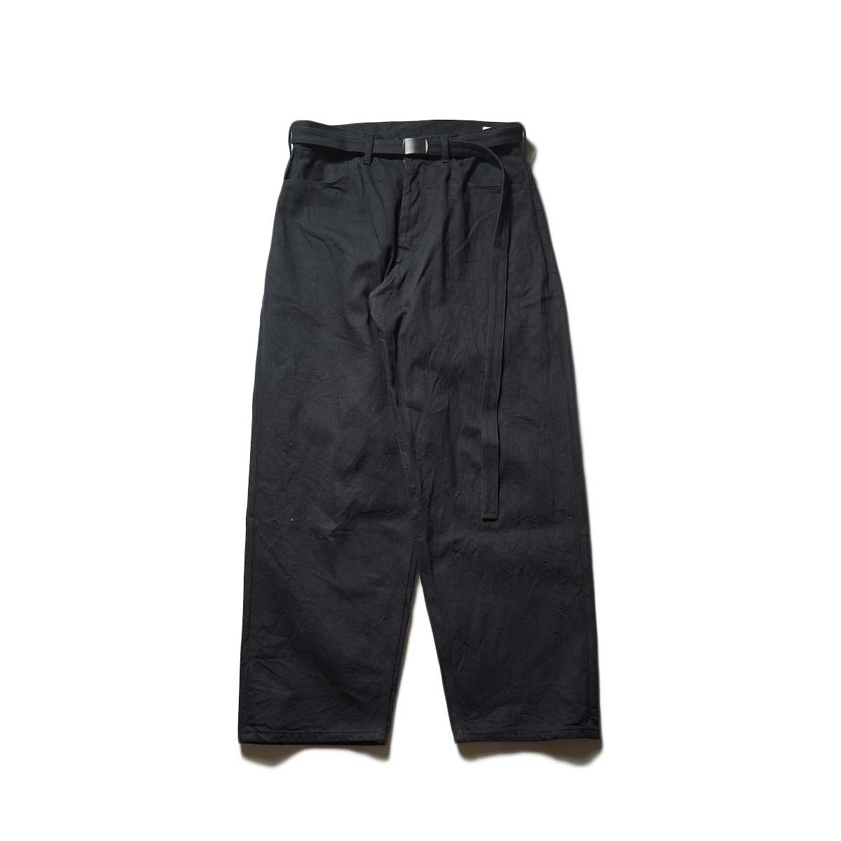 blurhms / 12.9oz Selvage Denim GI-belt Pants (Black Solid)
