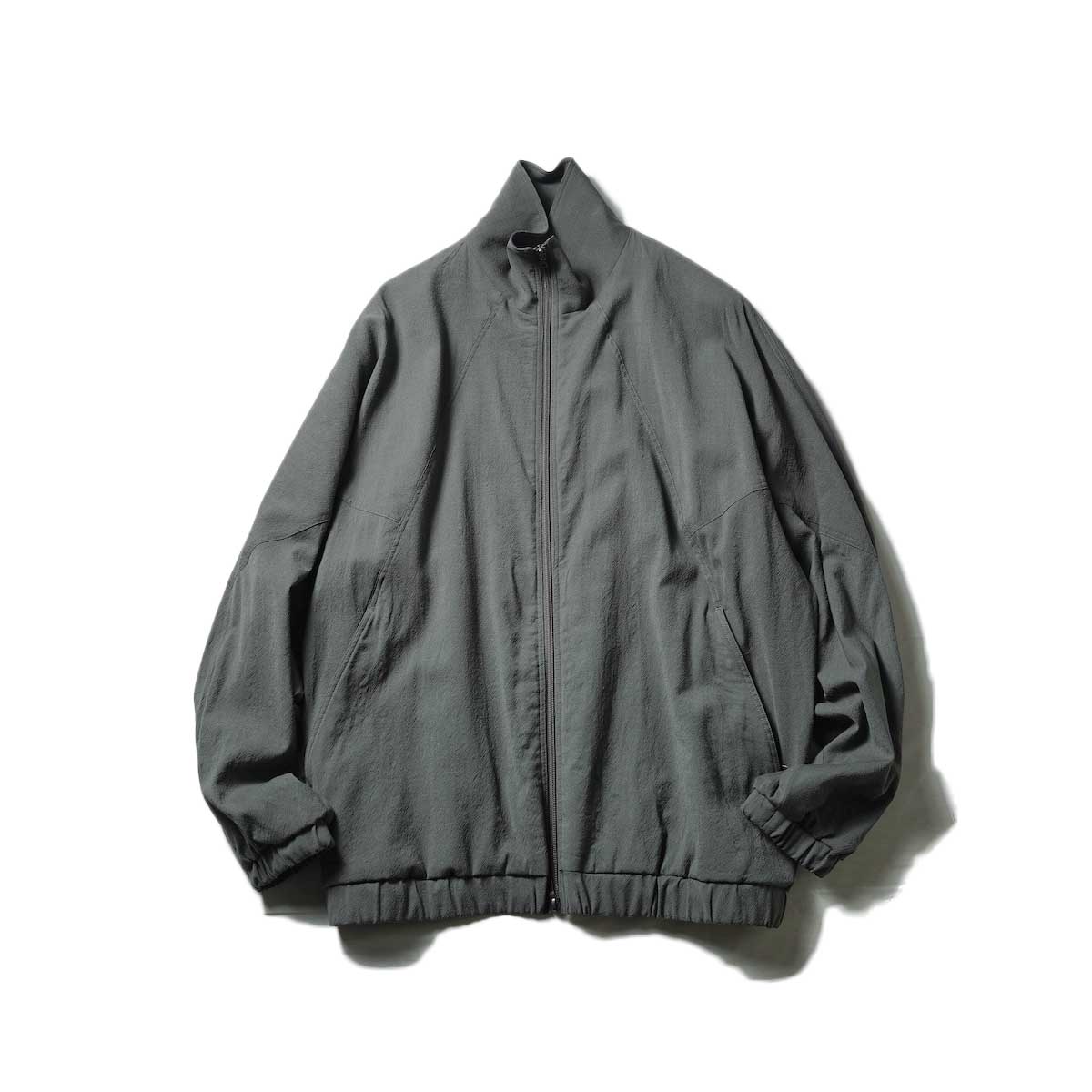 blurhms / Wool Rayon Silk Track Jacket (Dark Sage)正面