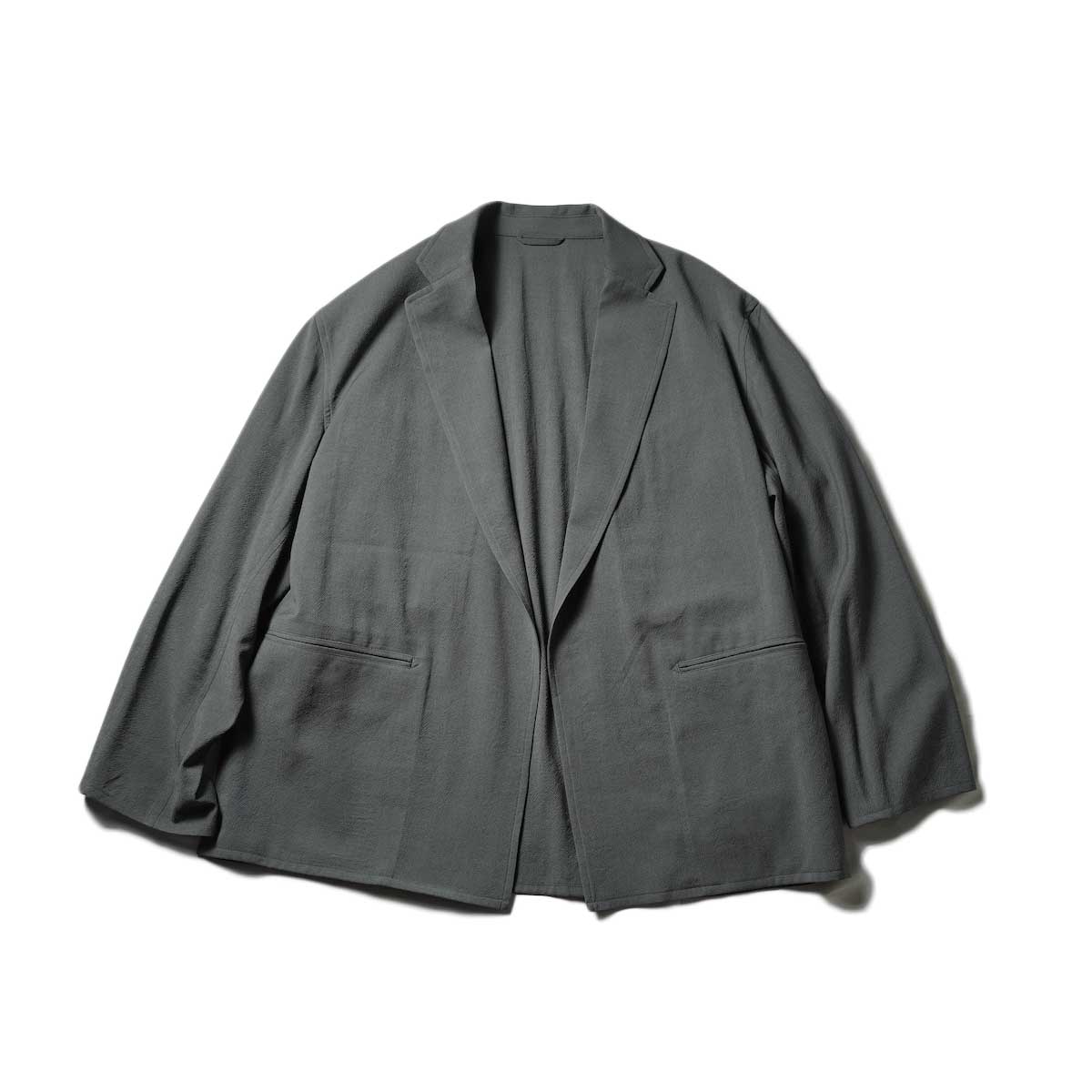 blurhms / Wool Rayon Silk Cardigan Jacket (Dark Sage)正面