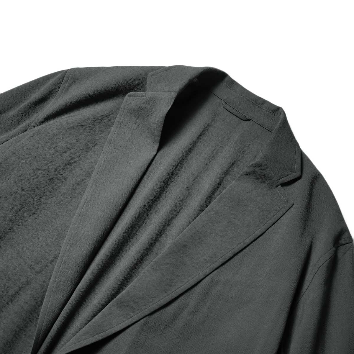 blurhms / Wool Rayon Silk Cardigan Jacket (Dark Sage)襟