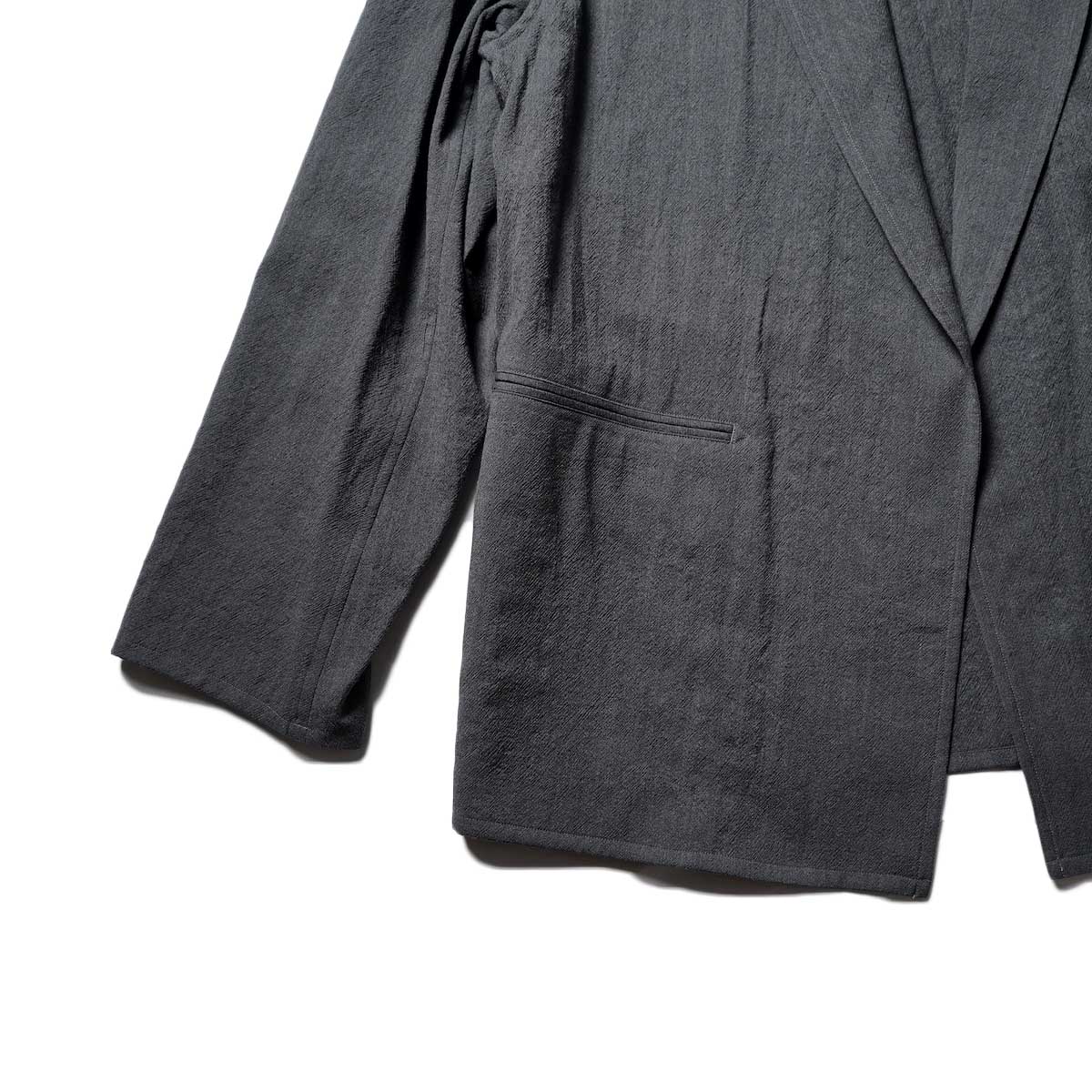 blurhms / Wool Rayon Silk Cardigan Jacket (Heather Charcoal)裾、袖