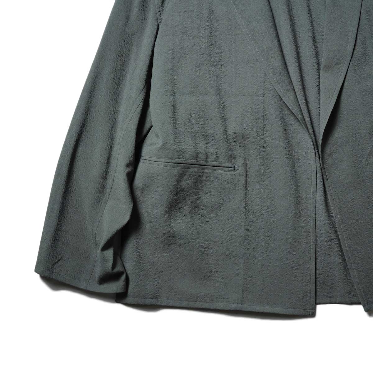 blurhms / Wool Rayon Silk Cardigan Jacket (Dark Sage)裾、袖