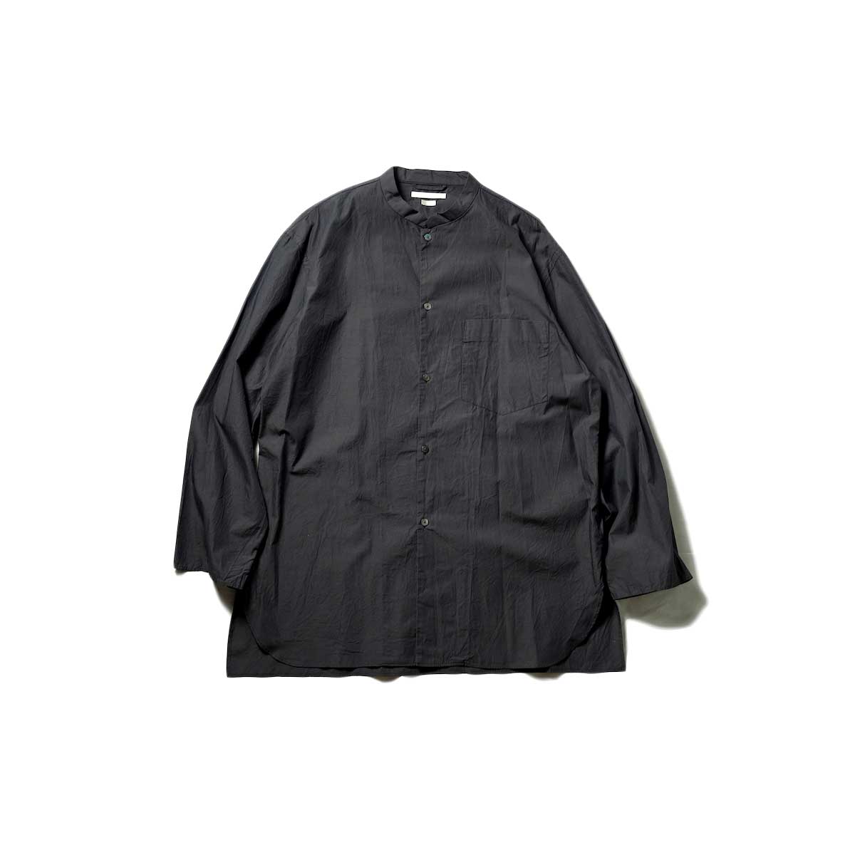 blurhms / Chambray Stand Collar Cuffless Shirt (Charcoal)正面