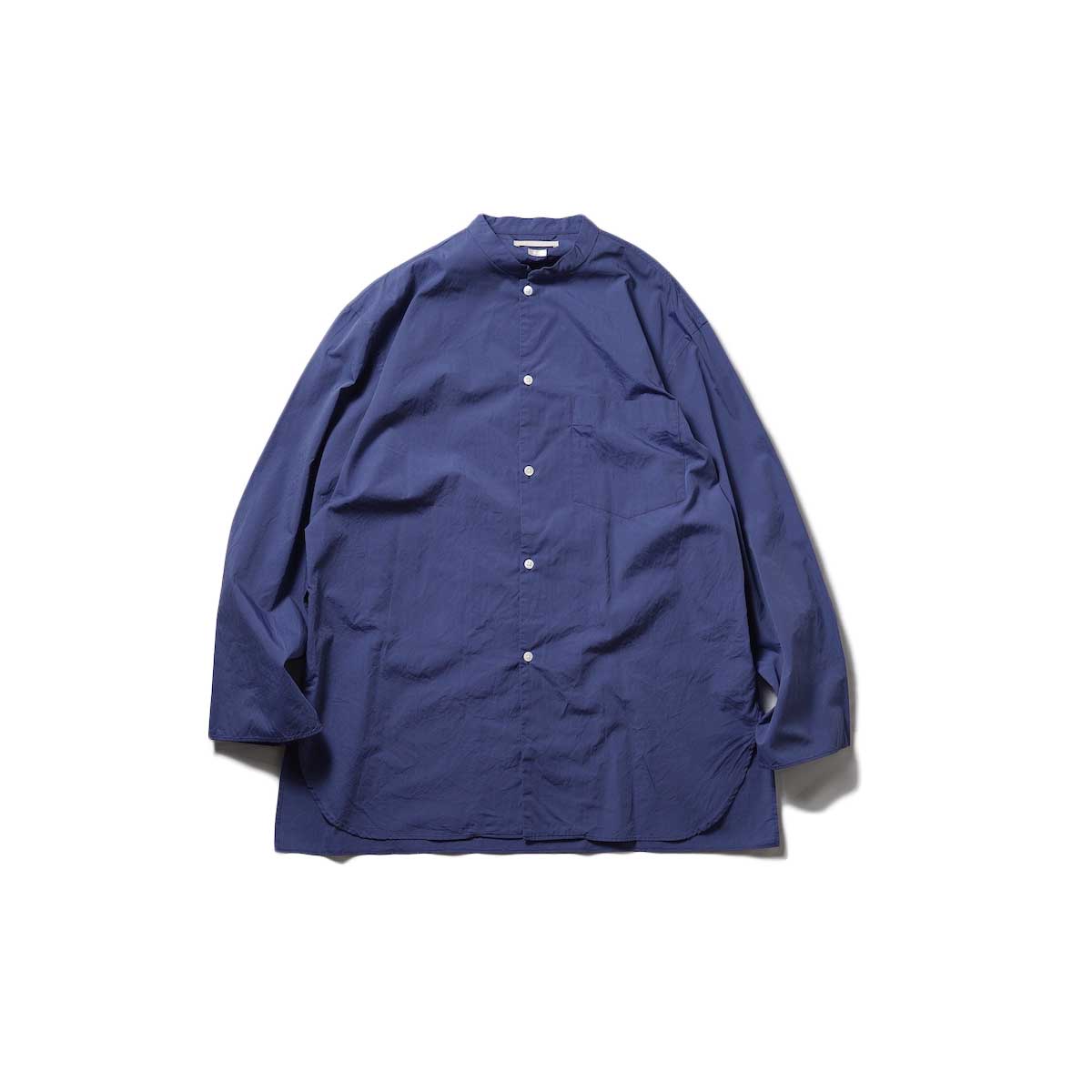 blurhms / Chambray Stand Collar Cuffless Shirt (Night Blue)