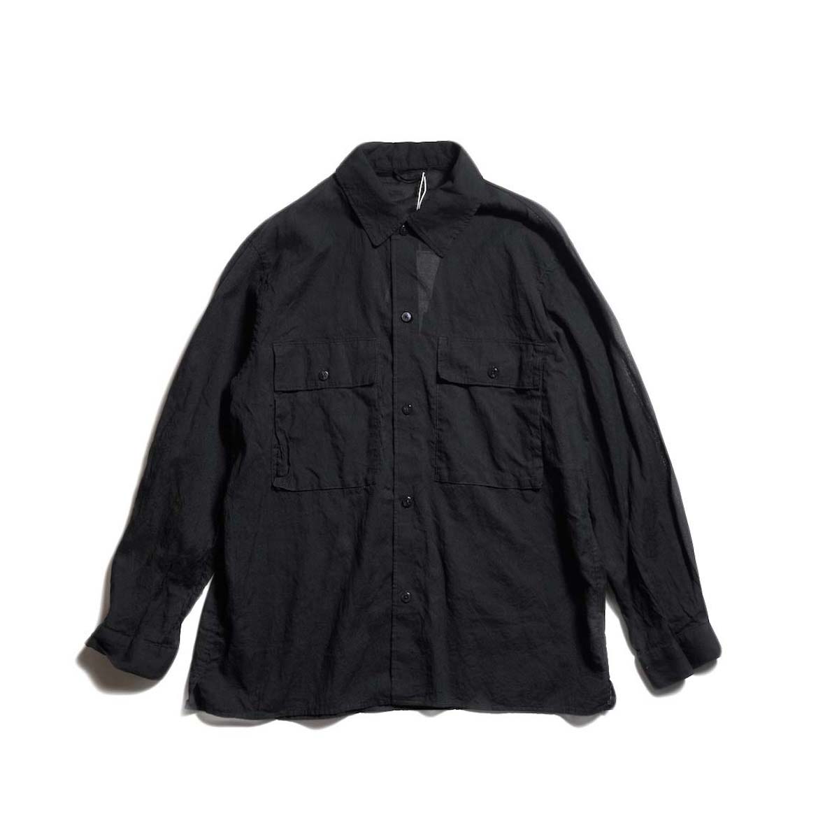 blurhms / Silk-Co Voile Military Shirt (Black)