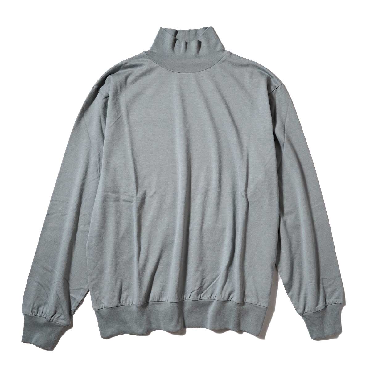 blurhmsROOTSSTOCK / Silk Cotton 20/80 High-neck Hem Rib L/S (Sage Green)
