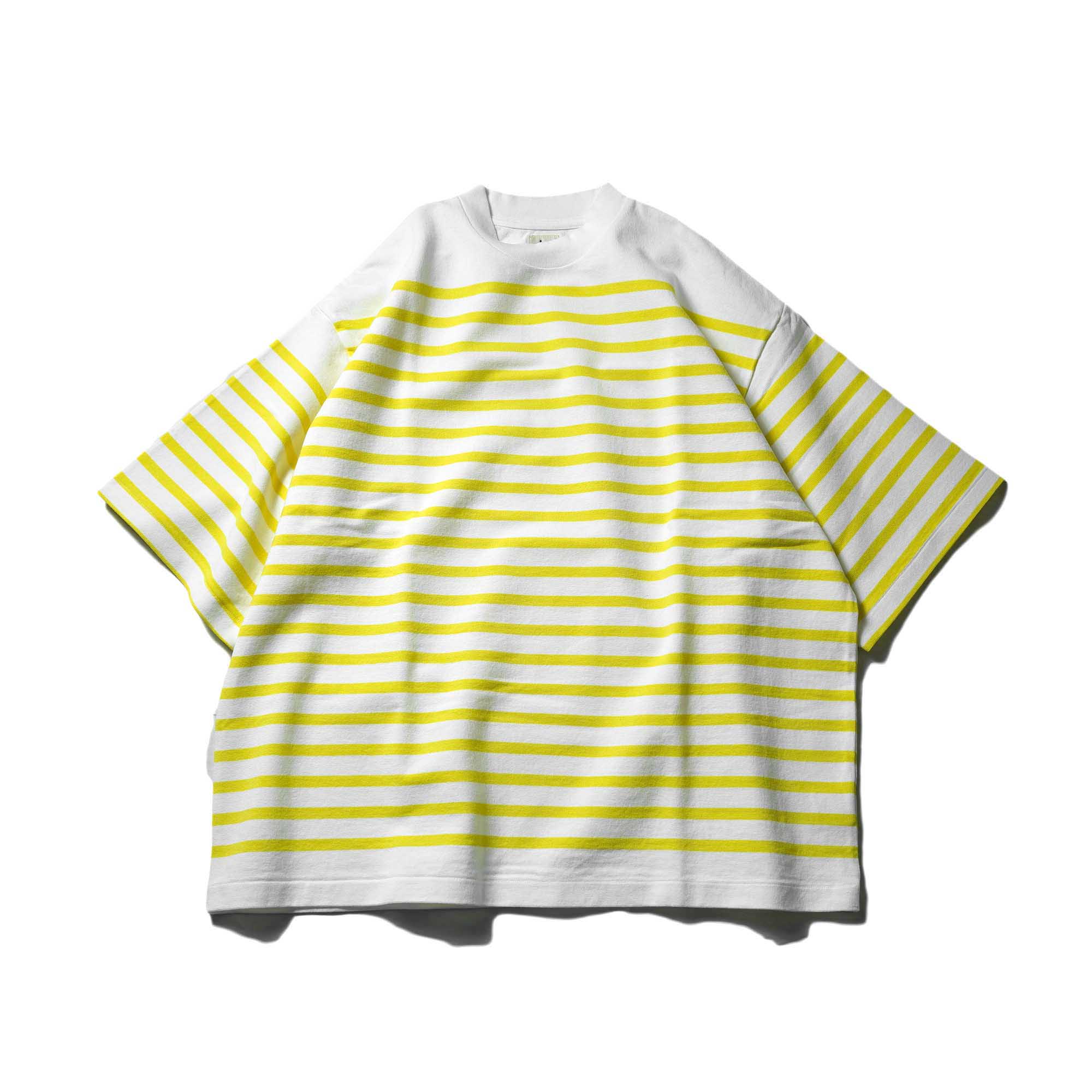 blurhms ROOTSTOCK / Border Half Sleeve Tee (White × Yellow)