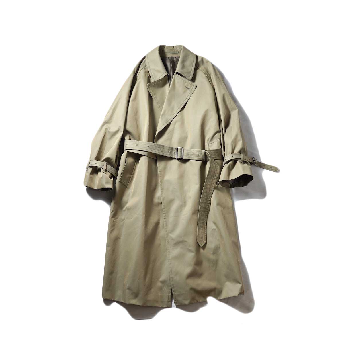 blurhms / Gabardine Double Belt Trench Coat (Olive Beige)