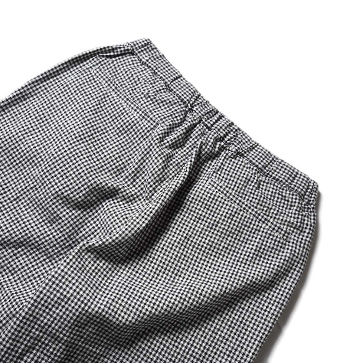 BRENA / Coq Pants - Linen Cotton French Work Chk (Black Gingham)ヒップ