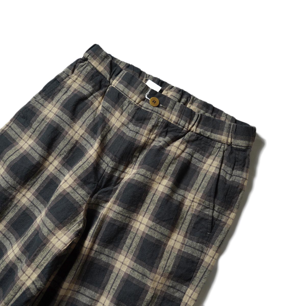 BRENA / Coq Pants - Linen Cotton French Work Chk (Brown Watch)ウエスト