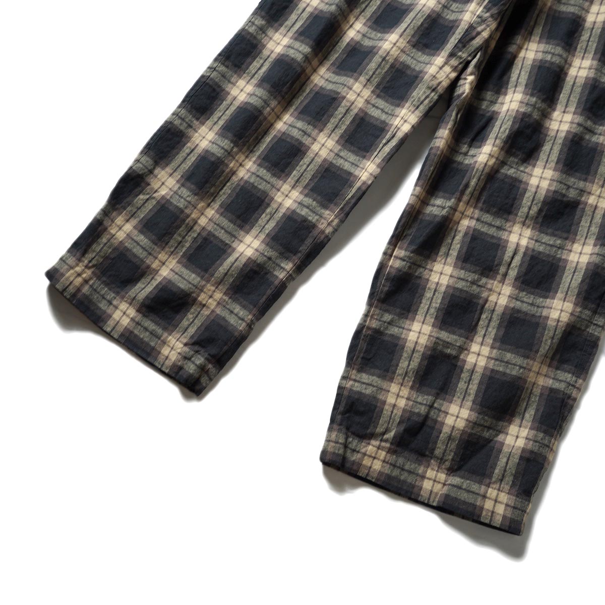 BRENA / Coq Pants - Linen Cotton French Work Chk (Brown Watch) 裾