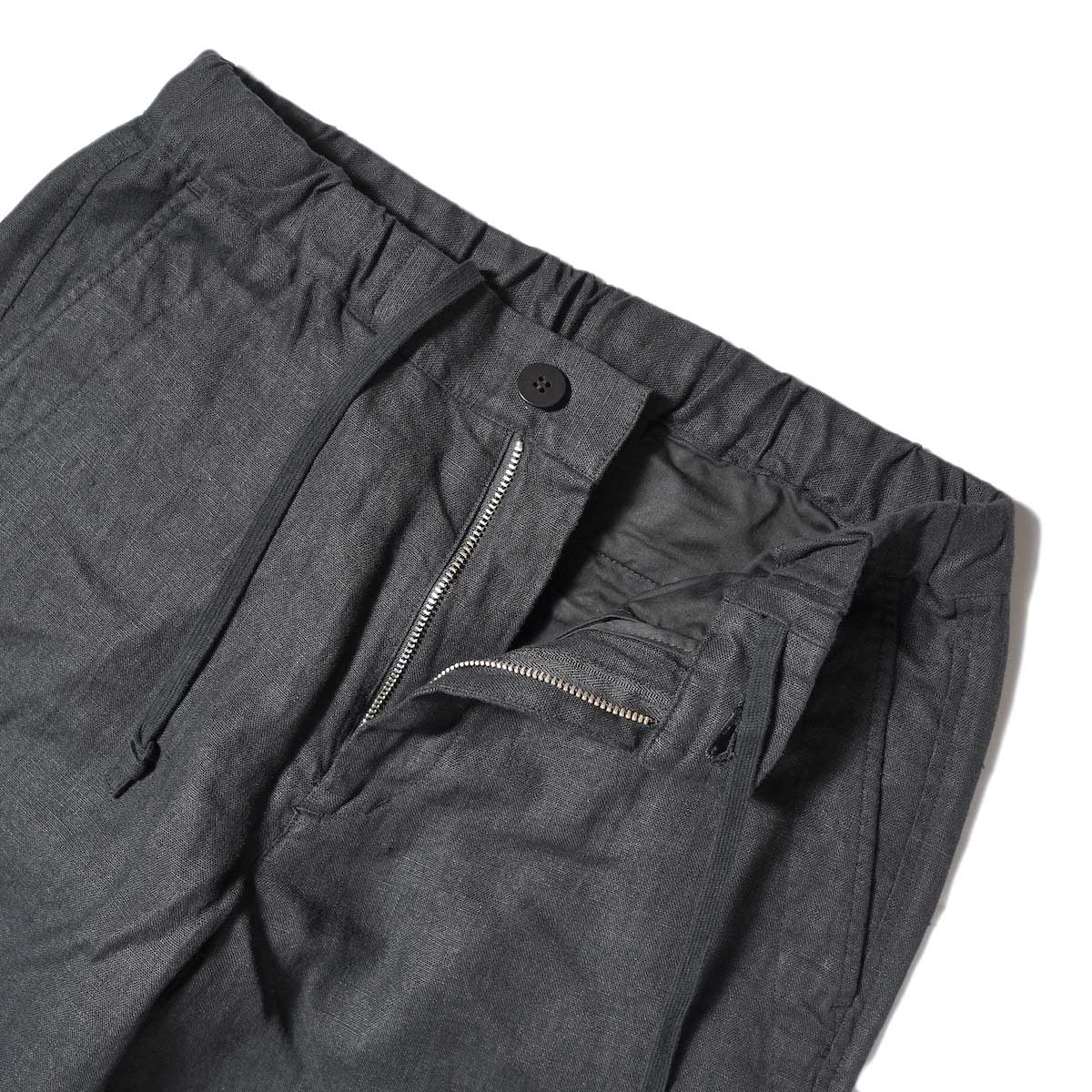 BRENA / Coq Pants - French Linen Canvas (Black) ウエスト・ドローコード
