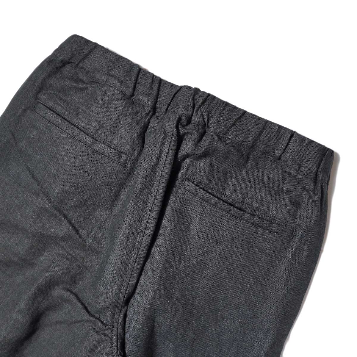 BRENA / Coq Pants - French Linen Canvas (Black) ヒップポケット