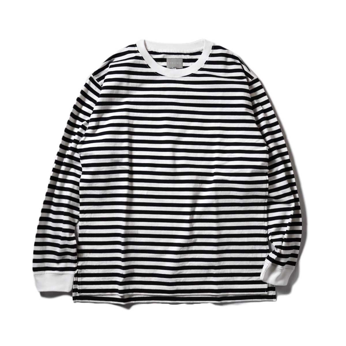 CURLY / RELAXIN L/S BORDER TEE (Black / White)