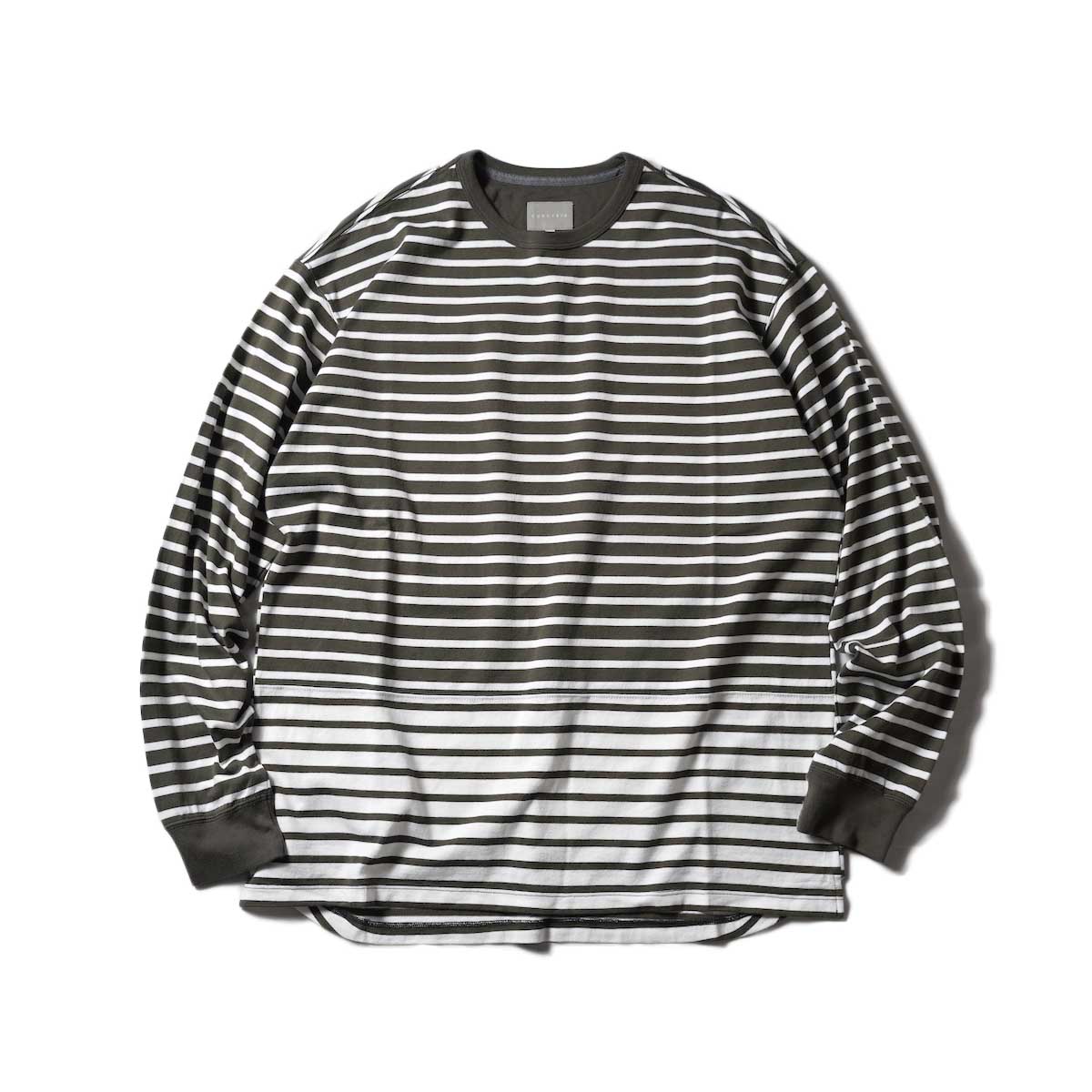 CURLY / DOUBLE BORDER L/S TEE (Olive / White)