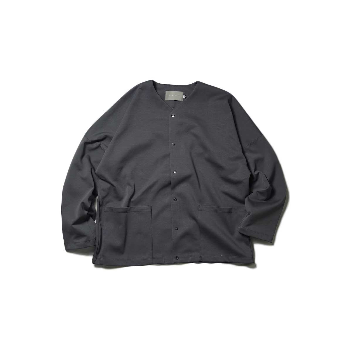 CURLY&amp;Co./DOUBLE KNIT SNAP-BUTTON CARDIGAN (Gray)
