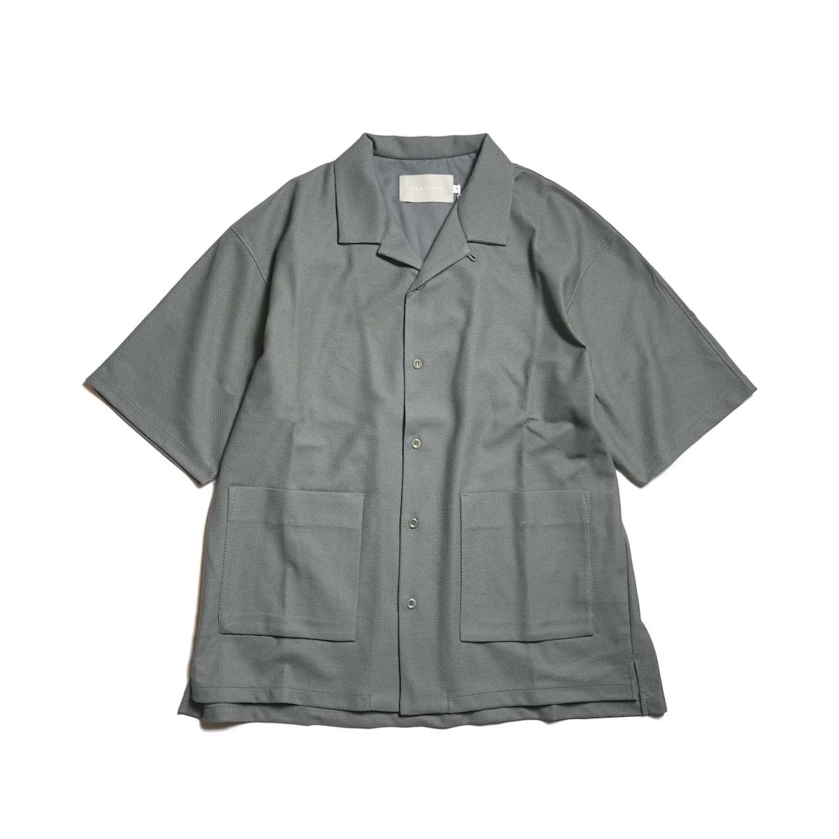 CURLY&amp;Co. / BIRD'S EYE JERSEY OPEN-COLLAR SHIRT (Moss Khaki)