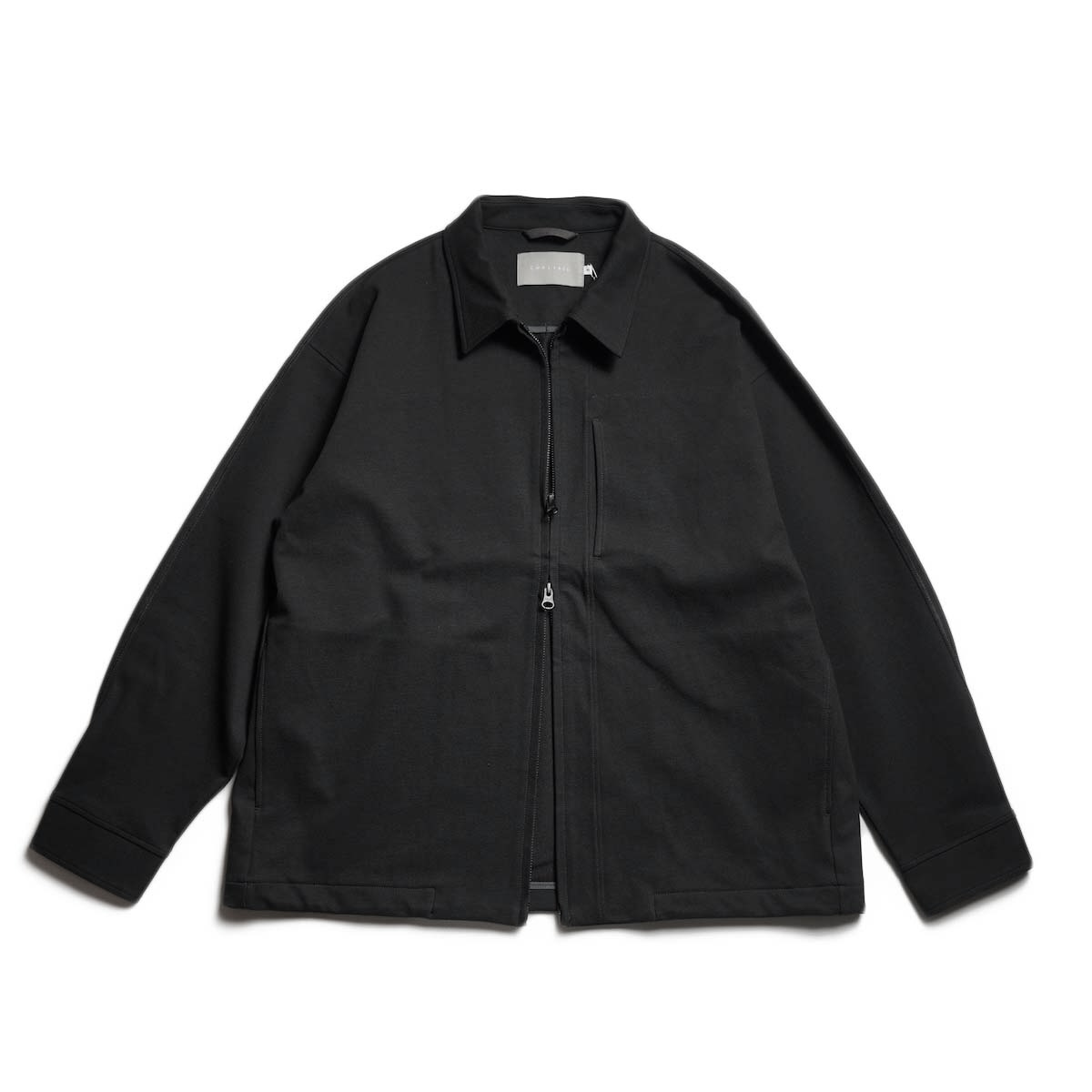 CURLY&amp;Co. / KNIT CHINO-CLOTH ZIP-UP BLOUSON (Black)