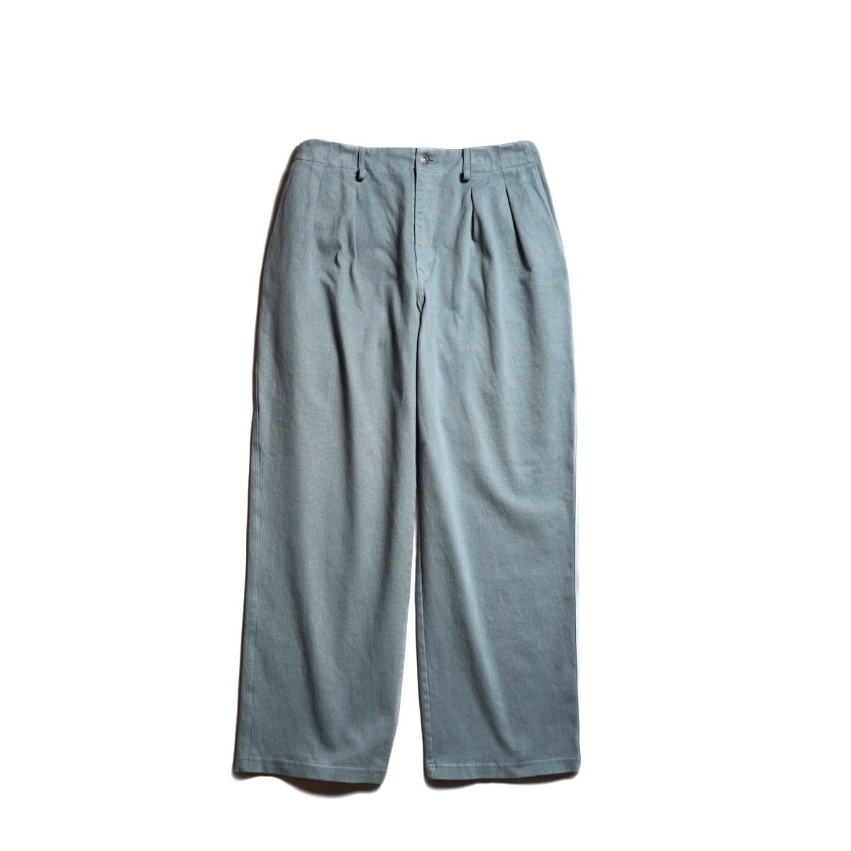 CURLY&amp;Co. / KNIT DENIM 2 TUCK EZ WIDE SLACKS (Steel Gray)