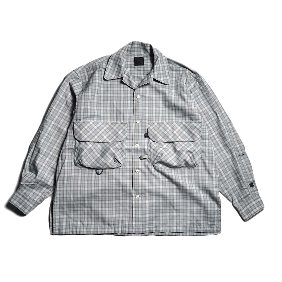 DAIWA PIER39 / W's TECH SPORTS OPEN COLLAR SHIRT L/S GREN PLAID (Lt.Grey)