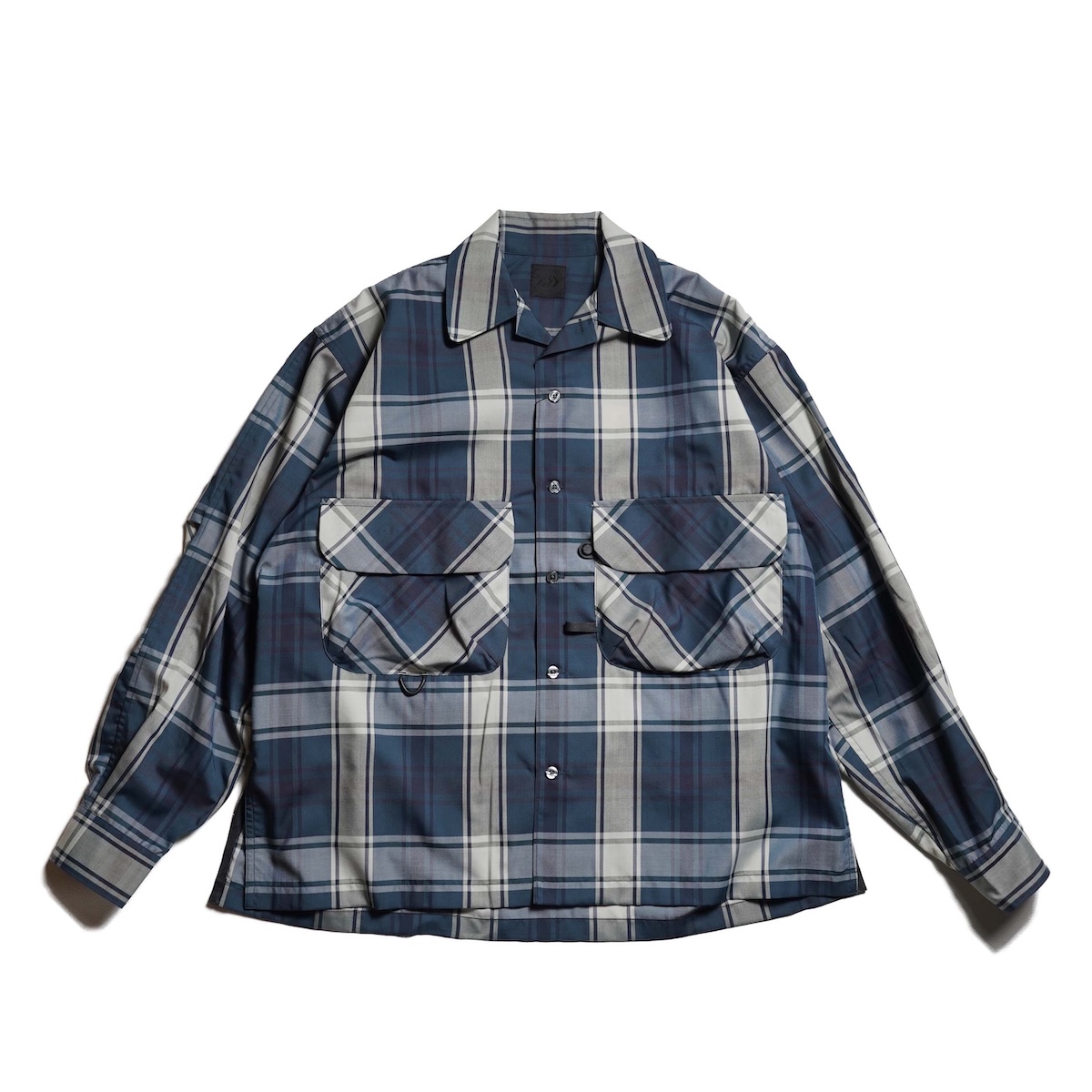 DAIWA PIER39 / TECH SPORTS OPEN COLLAR SHIRT L/S BIG TARTAN (Navy)