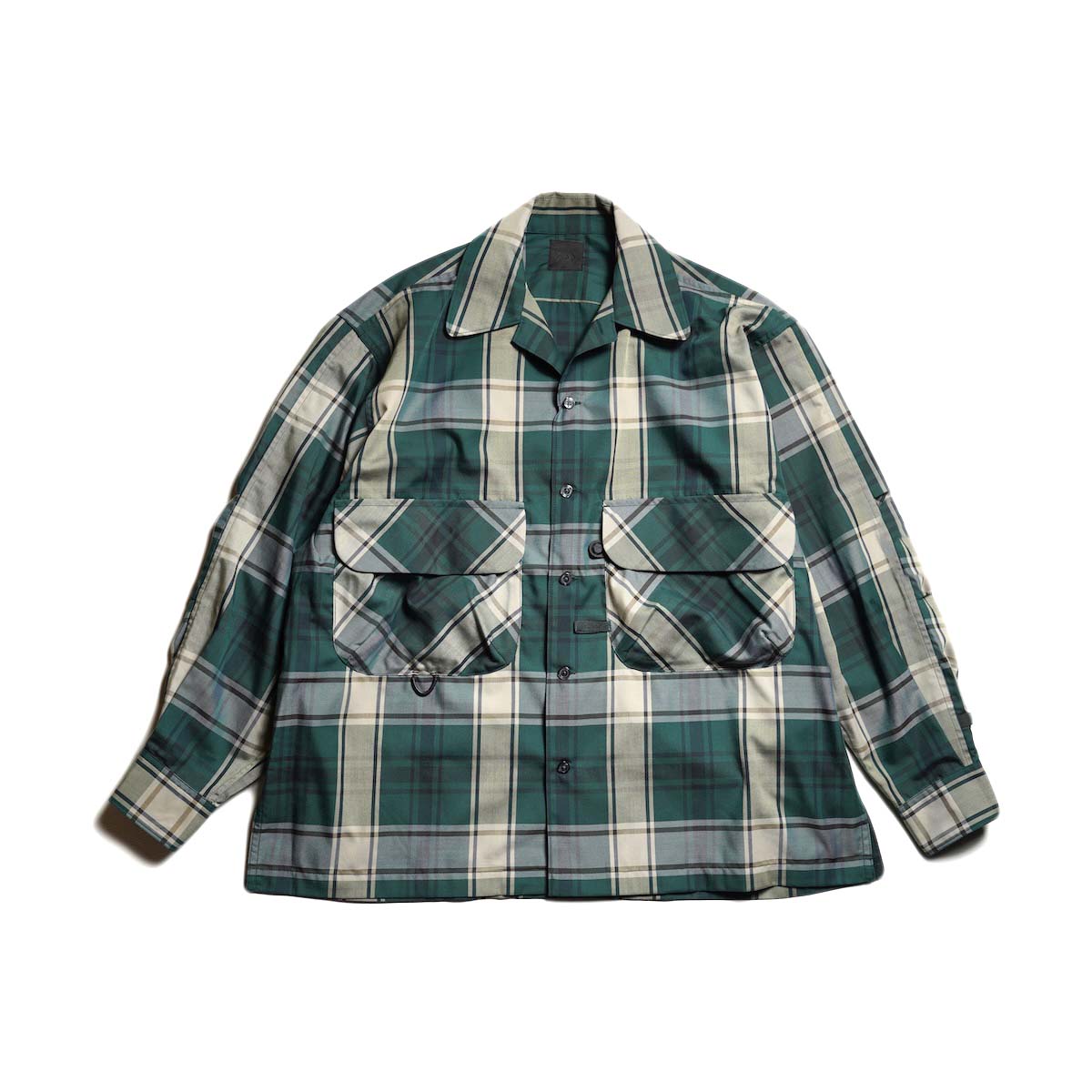 DAIWA PIER39 / W's TECH SPORTS OPEN COLLAR SHIRT L/S BIG TARTAN (D.Green)