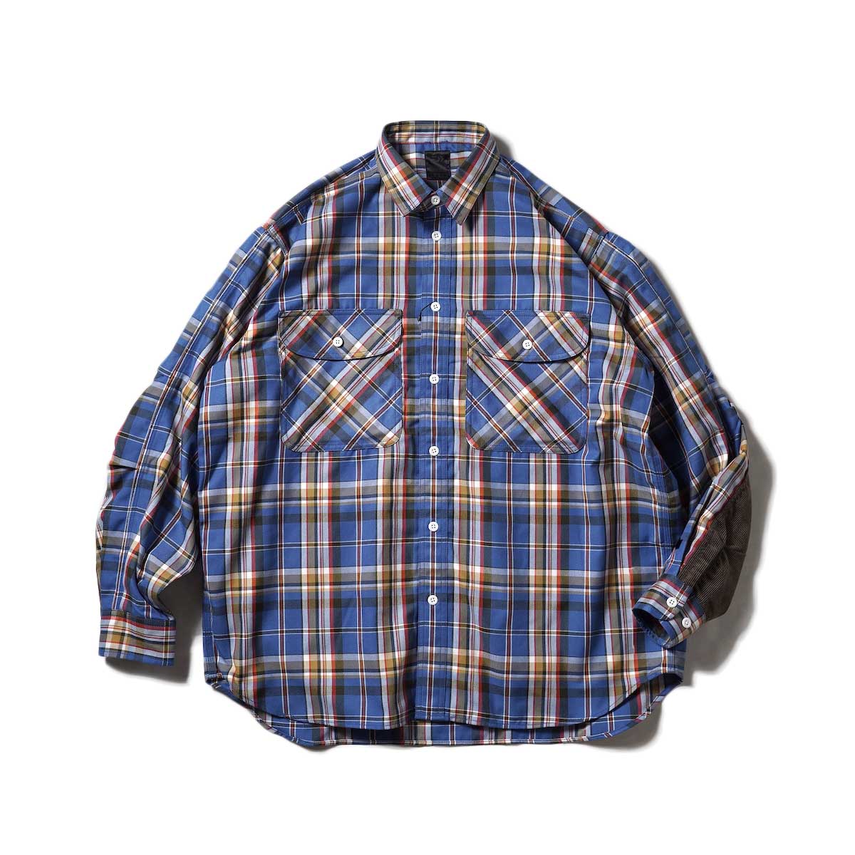 DAIWA PIER39 / Tech Elbow Patch Work Shirts  Flannel Plaids (Blue Check)