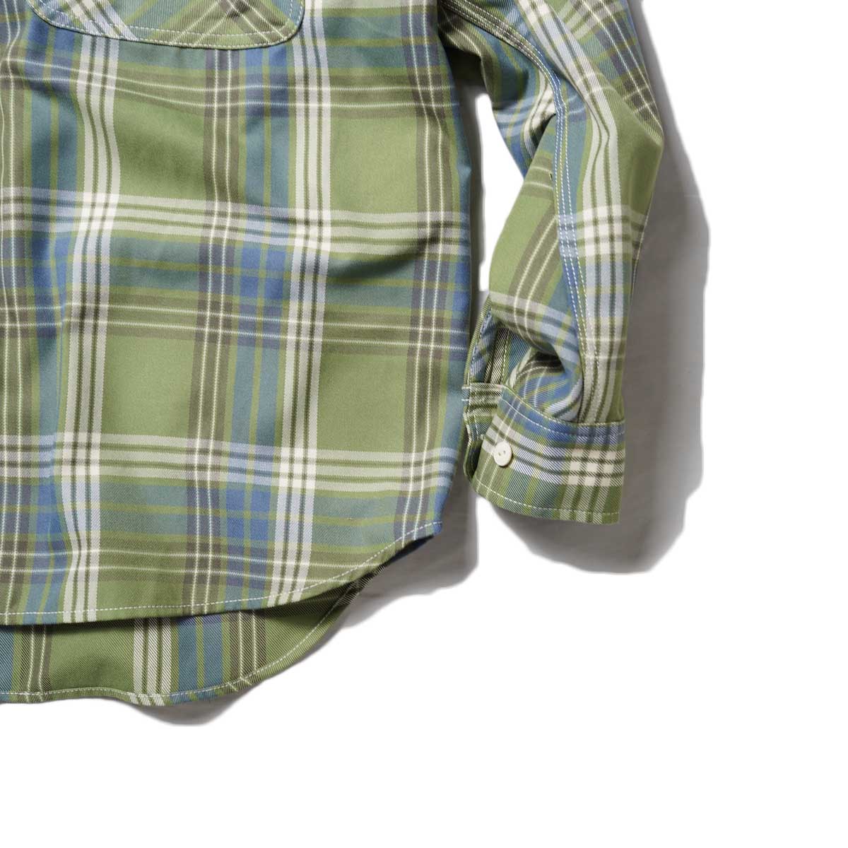 DAIWA PIER39 / TECH ELBOW PATCH WORK SHIRTS FLANNEL (Green Check)袖、裾