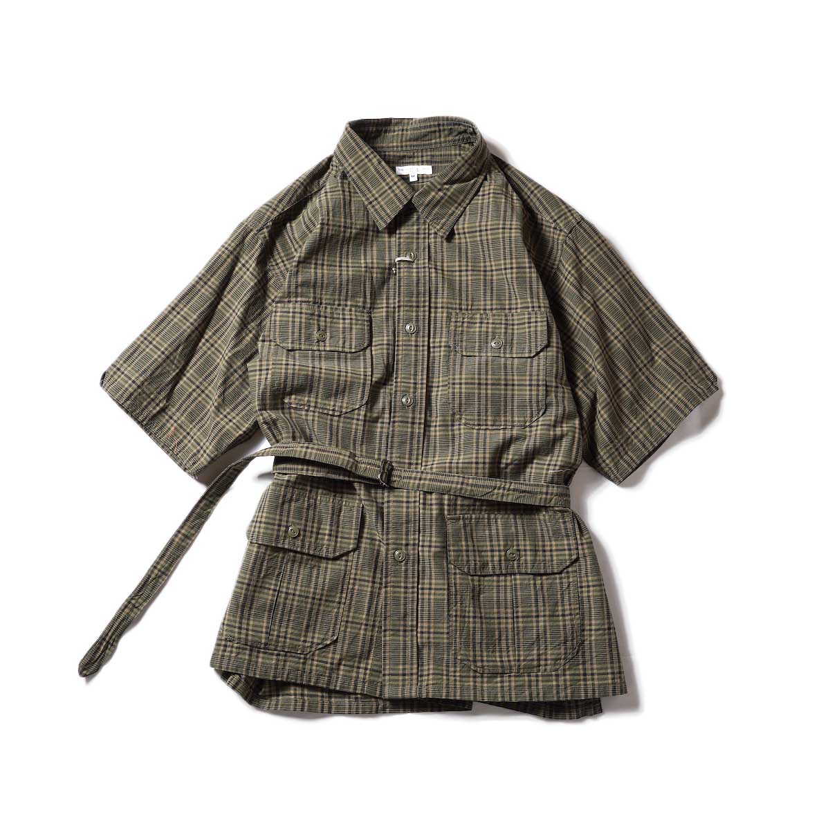 Engineered Garments / S/S Bush Shirt - Cotton Madras Check (Olive/Brown)