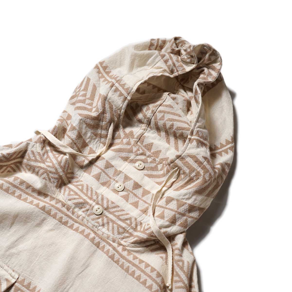 Engineered Garments / Cagoule Shirt-CP Ethnic Dobby Stripe (Beige)フード