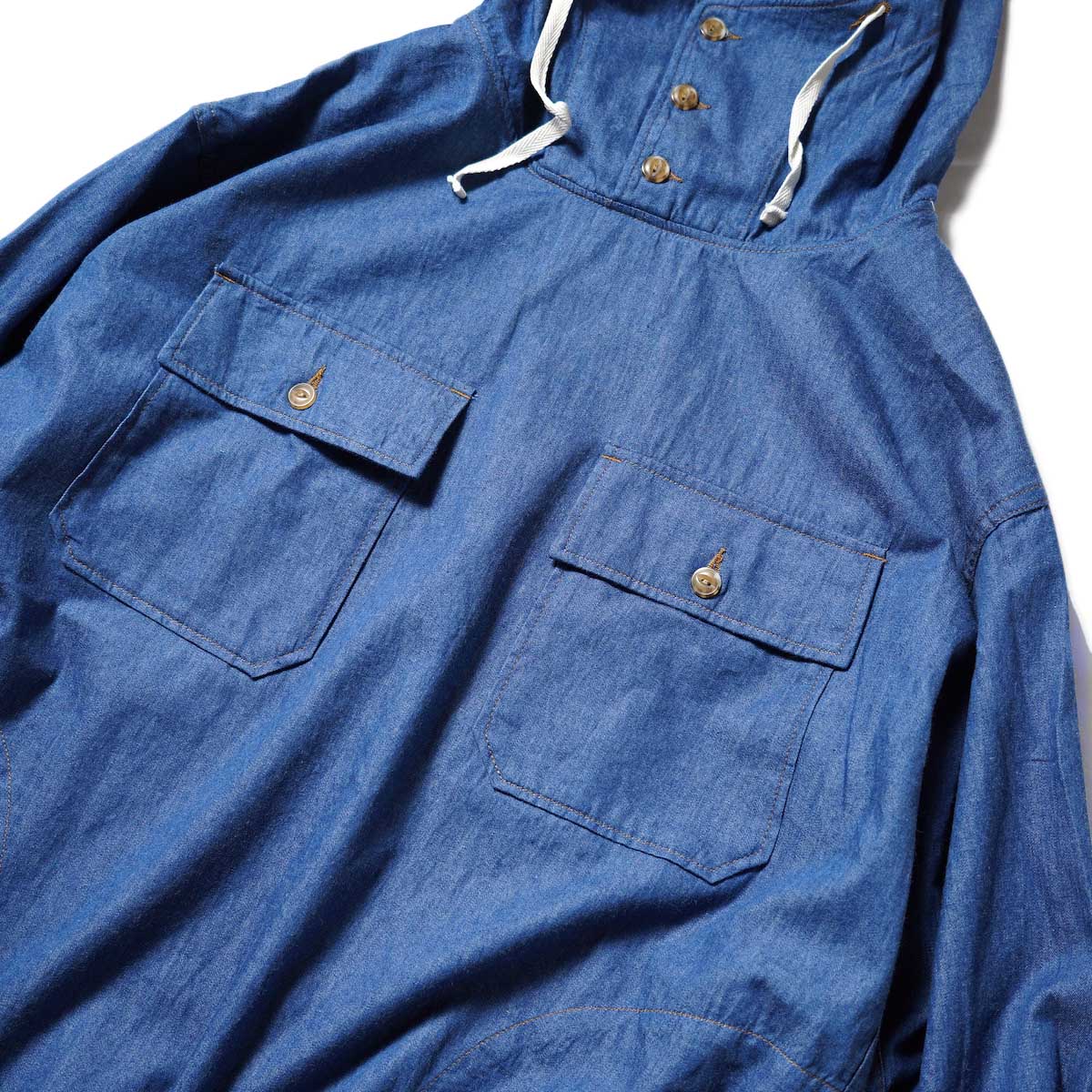 Engineered Garments / Cagoule Shirt-Cotton Denim Shirting (Blue)フロント