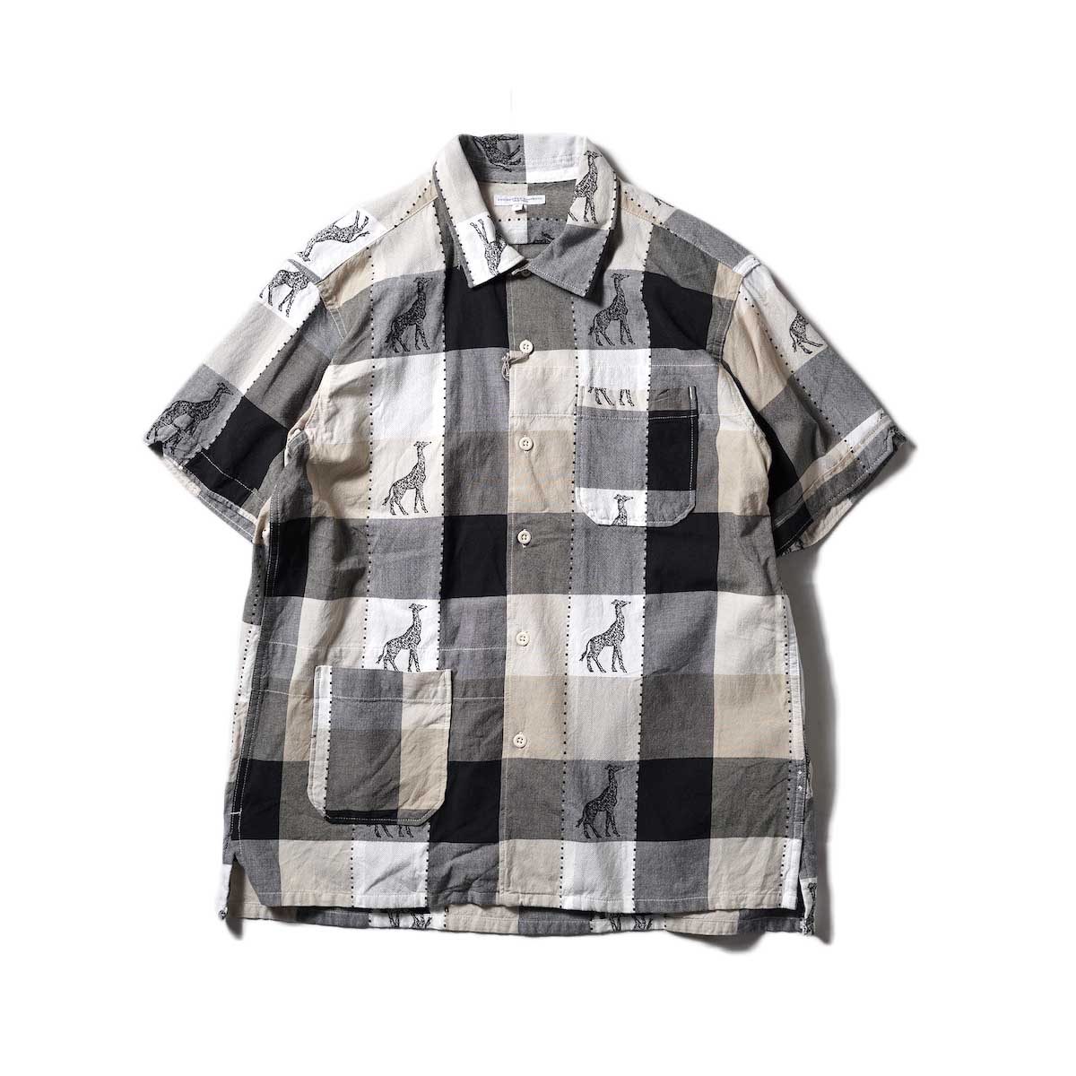 Engineered Garments / Camp Shirt - Cotton Giraffe Jacquard (Beige/Black)
