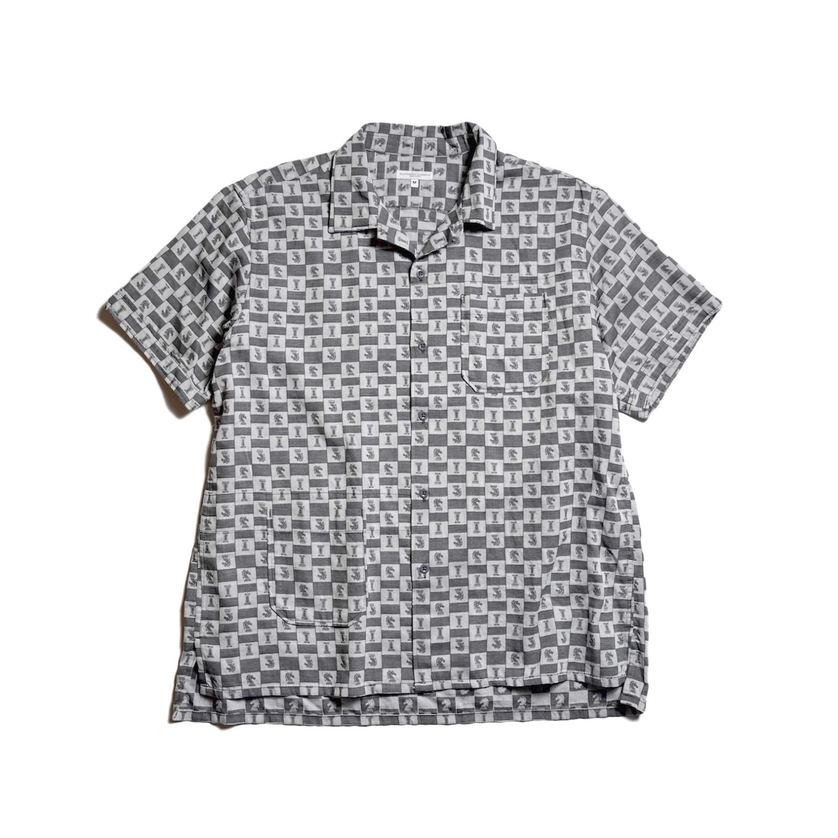Engineered Garments / Camp Shirt - Cotton Chess Jacquard (Gray)