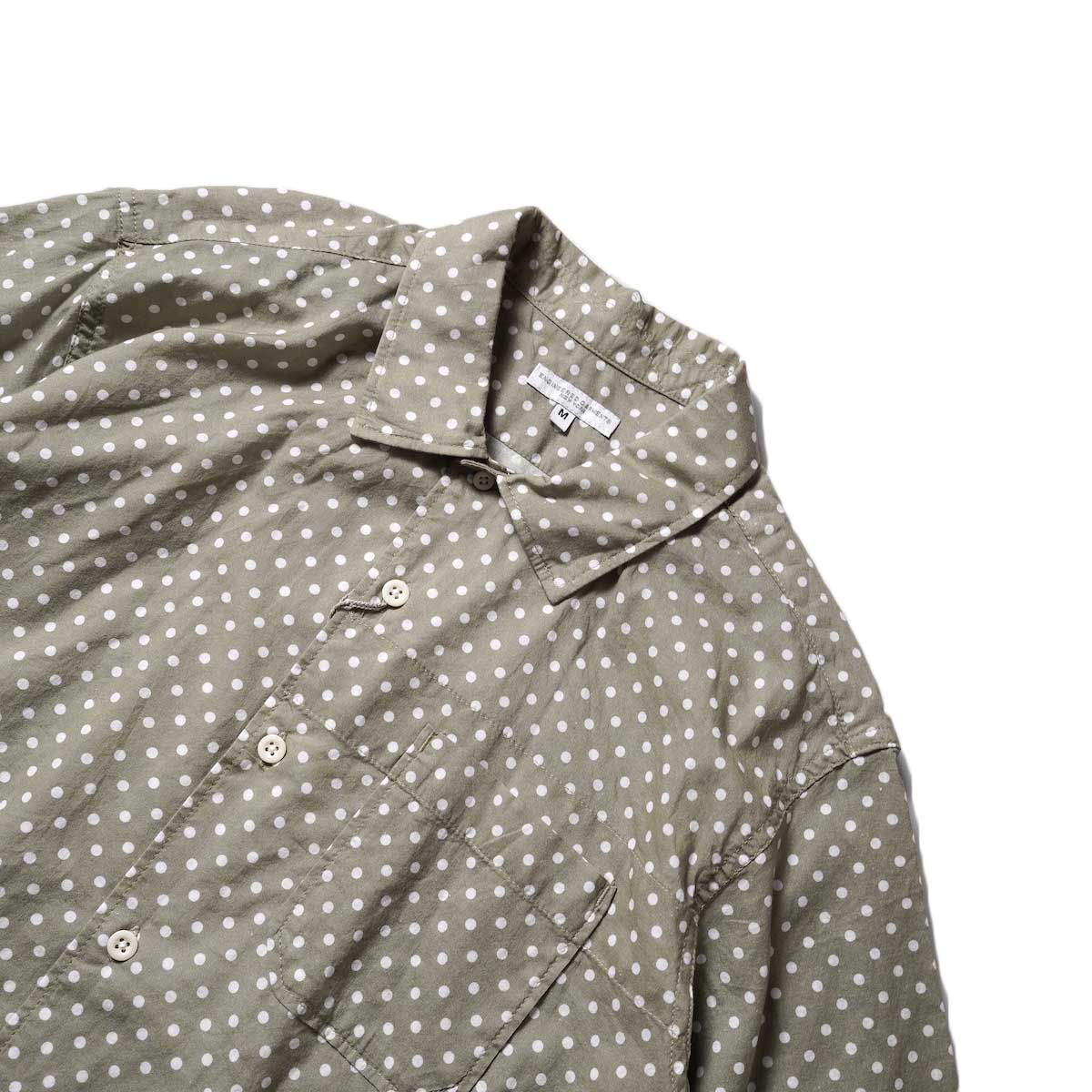 Engineered Garments / Camp Shirt - Polka Dot Cotton Lawn (Tan)襟
