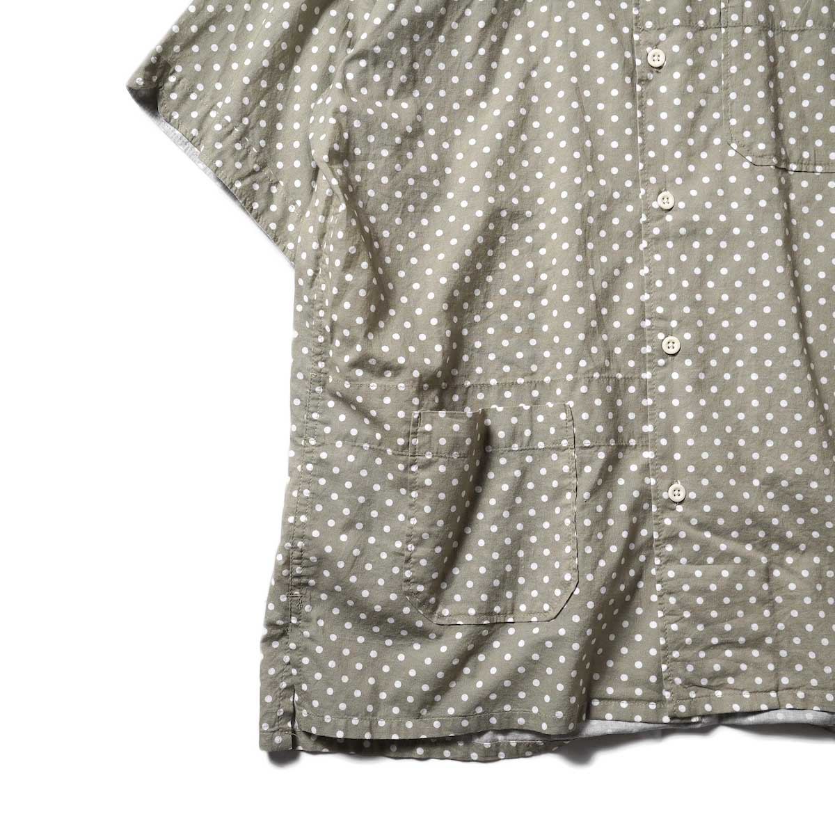 Engineered Garments / Camp Shirt - Polka Dot Cotton Lawn (Tan)裾、袖