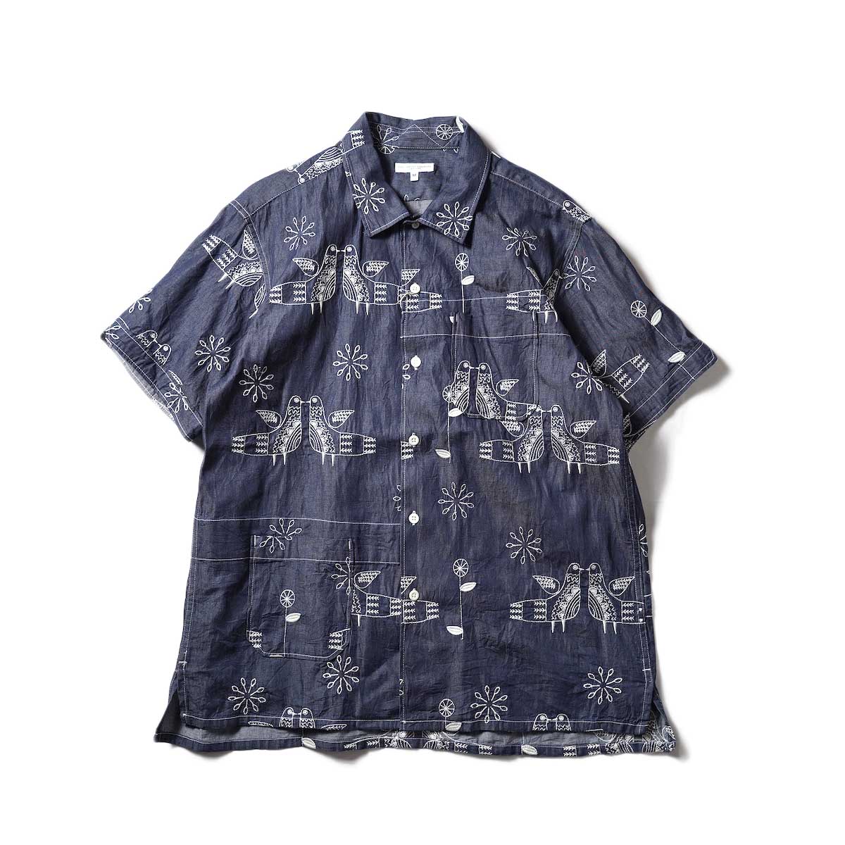 Engineered Garments / Camp Shirt - Bird Embroidery Denim (Indigo)