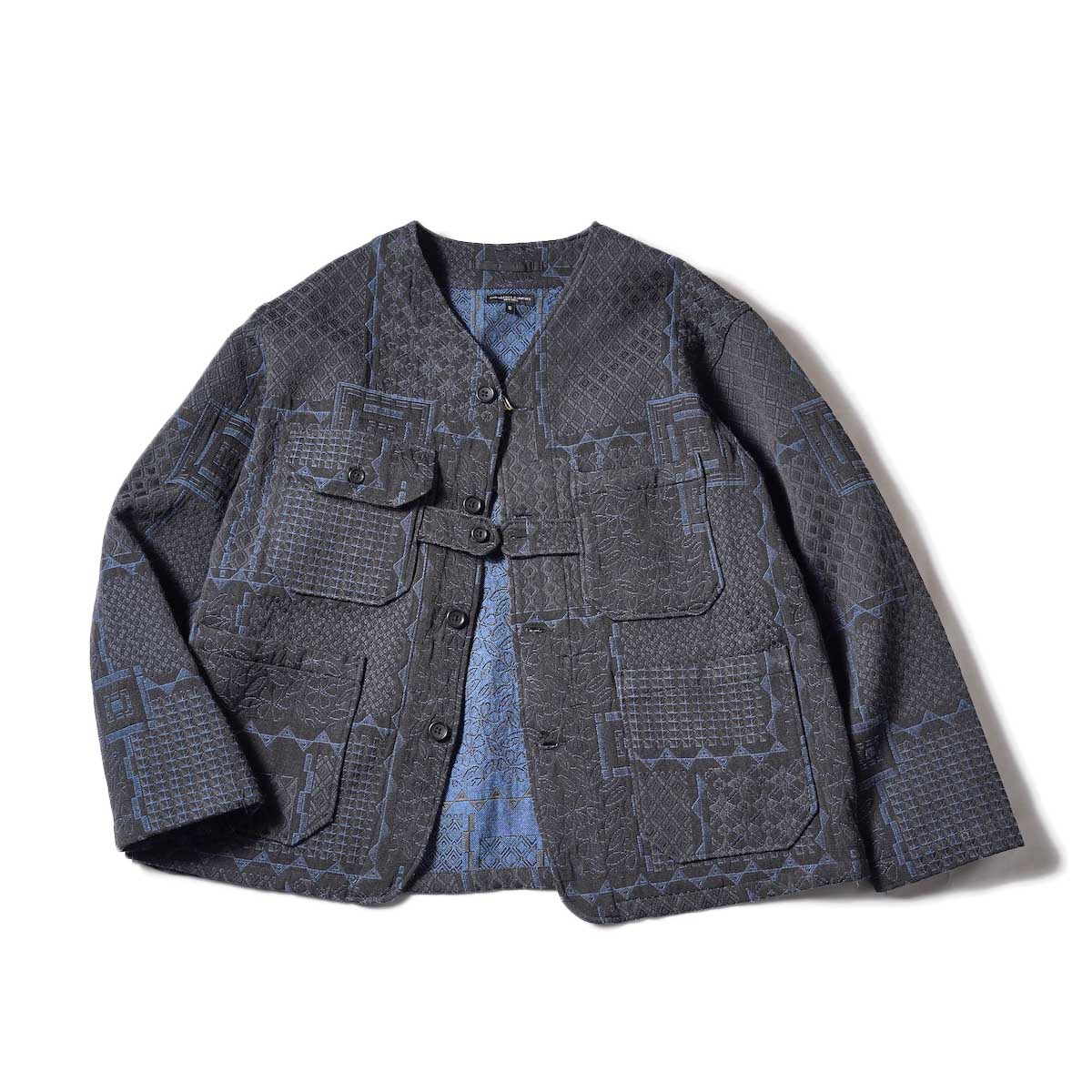 Engineered Garments / Cardigan Jacket - CP Geo Jacquard (Black / Navy)