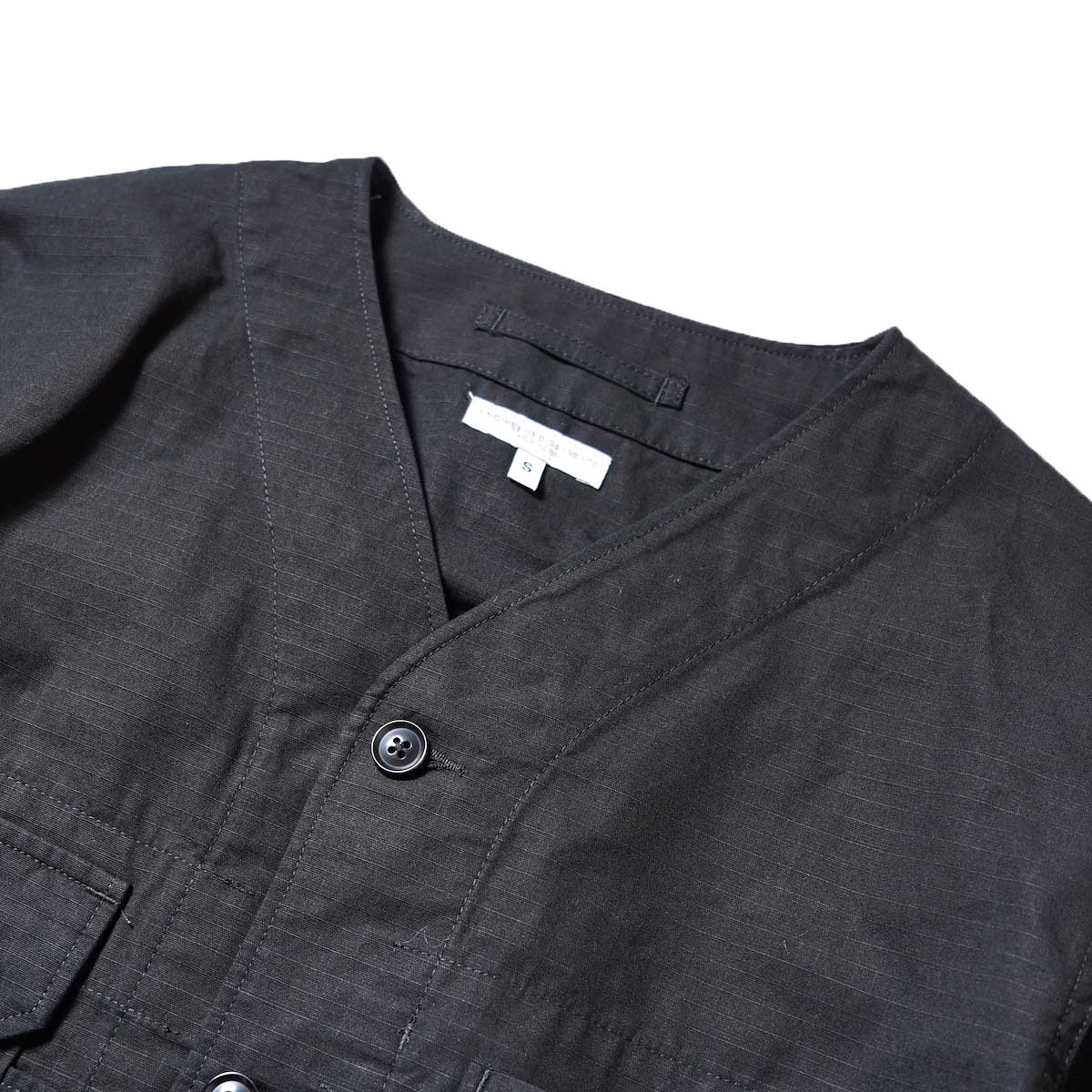 Engineered Garments / Cardigan Jacket-Cotton Ripstop (Black)襟